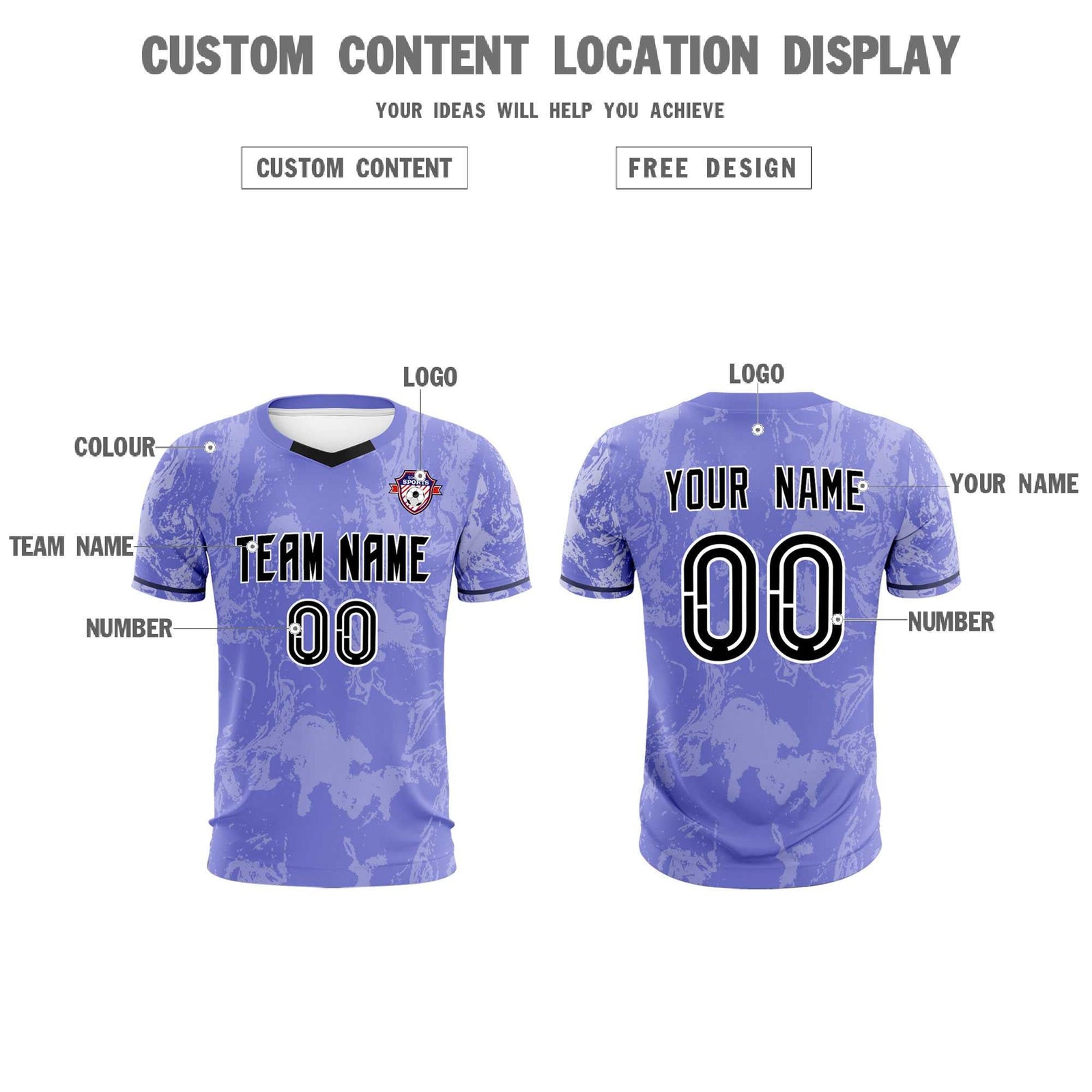 Custom Purple Classic Graffiti Pattern Sportswear Soccer Tops/Sets Jersey