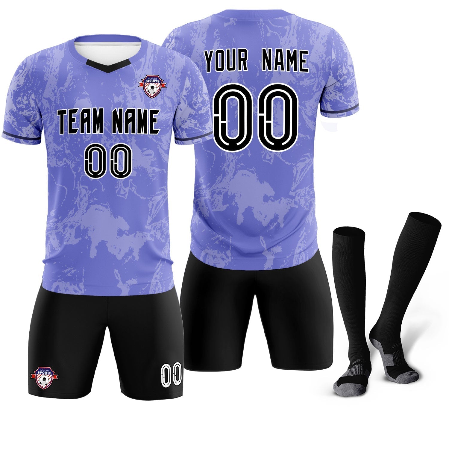 Custom Purple Classic Graffiti Pattern Sportswear Soccer Tops/Sets Jersey
