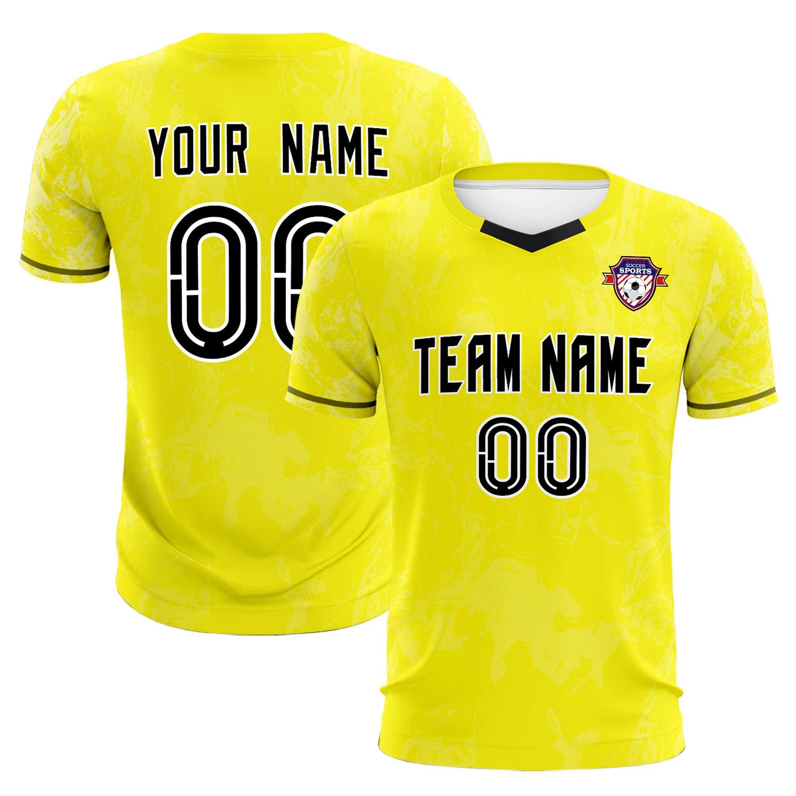 Custom Yellow Classic Graffiti Pattern Sportswear Soccer Tops/Sets Jersey