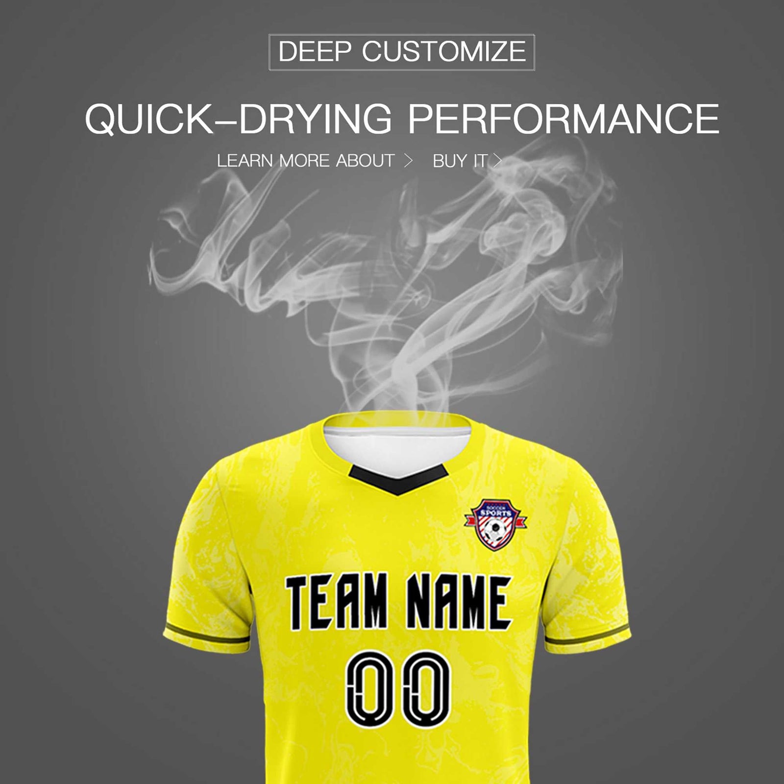 Custom Yellow Classic Graffiti Pattern Sportswear Soccer Tops/Sets Jersey