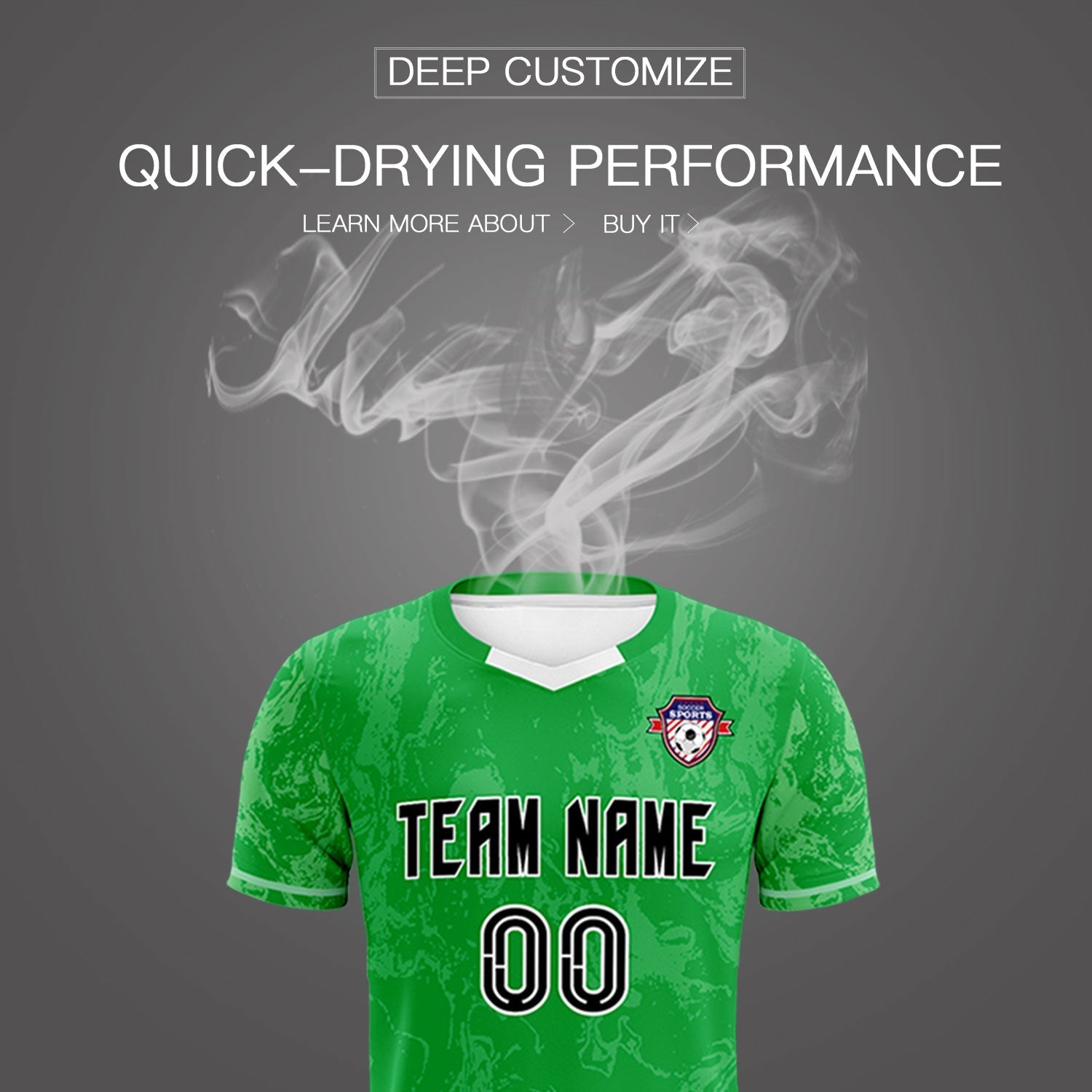 Custom Kelly Green Classic Graffiti Pattern Sportswear Soccer Tops/Sets Jersey
