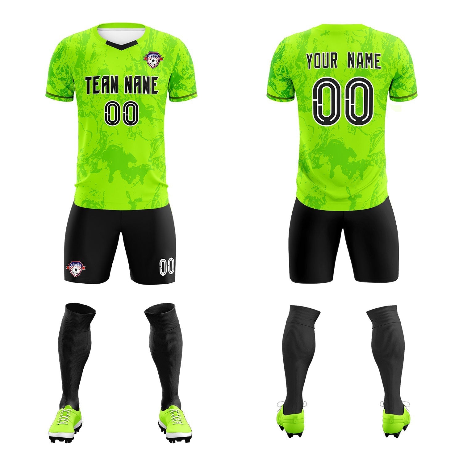Custom Kelly Green Classic Graffiti Pattern Sportswear Soccer Tops/Sets Jersey