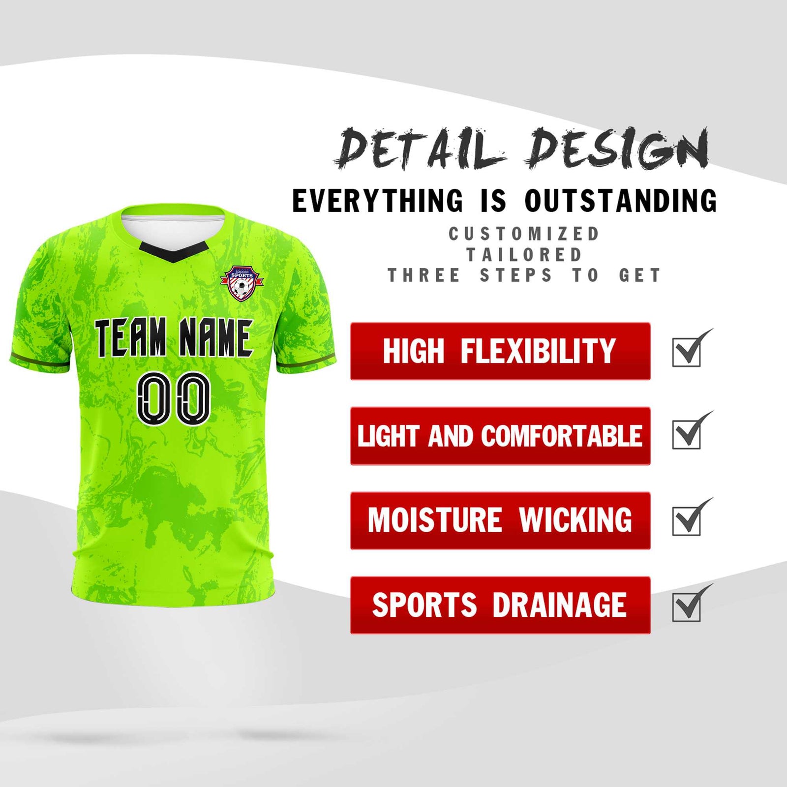 Custom Kelly Green Classic Graffiti Pattern Sportswear Soccer Tops/Sets Jersey