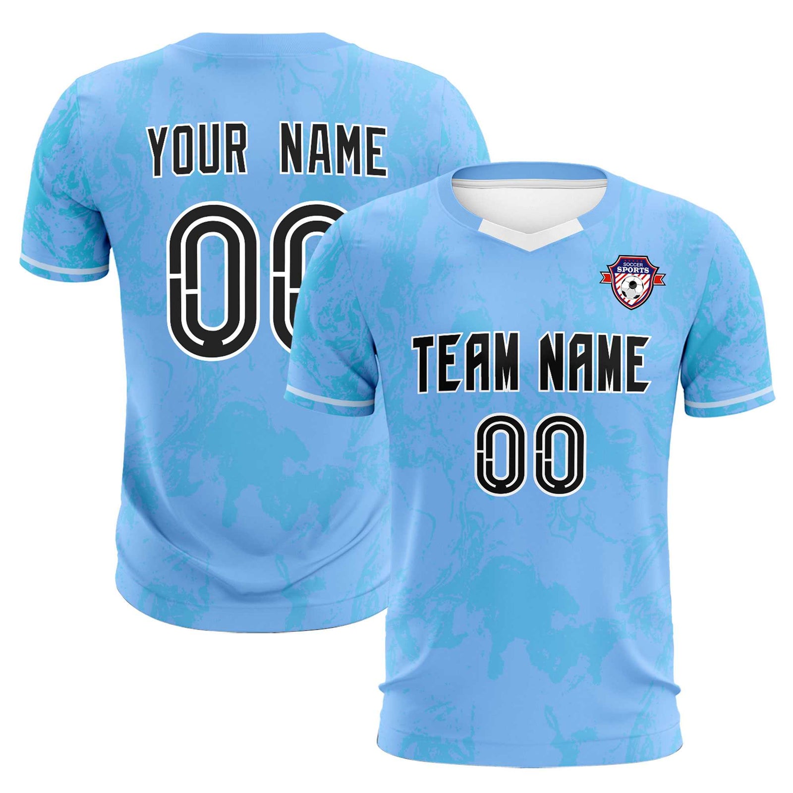 Custom Light Blue Classic Graffiti Pattern Sportswear Soccer Tops/Sets Jersey
