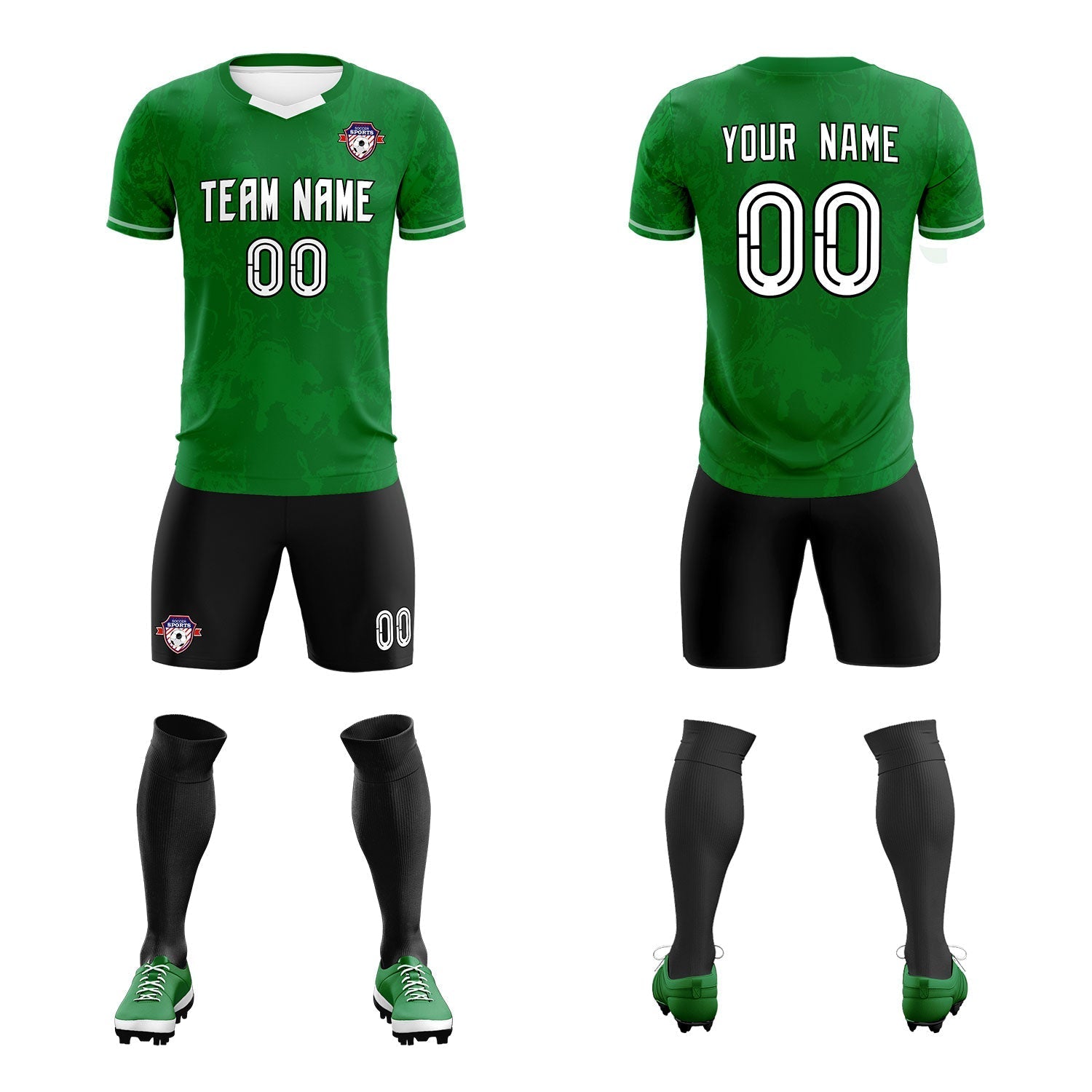 Custom Kelly Green Classic Graffiti Pattern Sportswear Soccer Tops/Sets Jersey