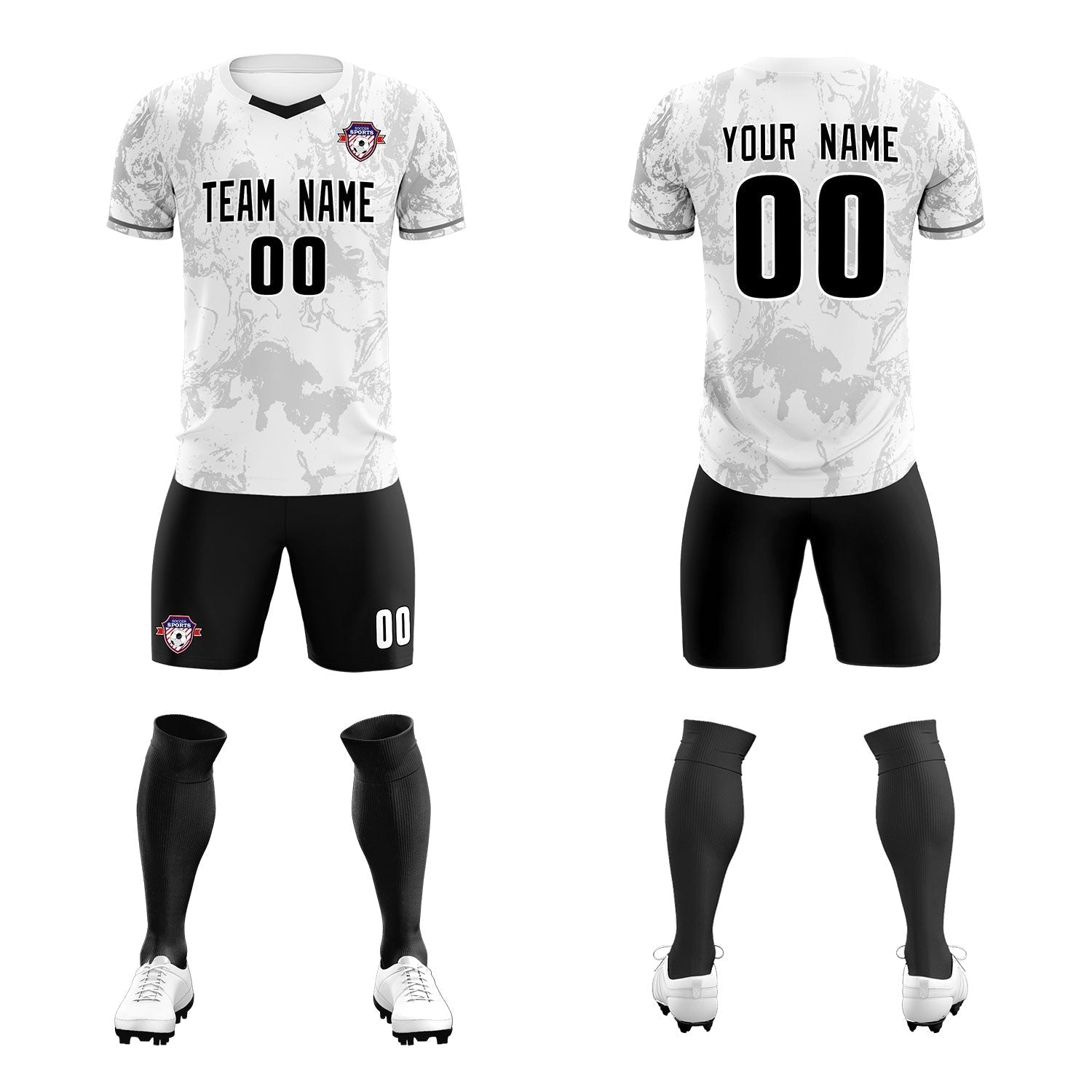 Custom White Classic Graffiti Pattern Sportswear Soccer Tops/Sets Jersey