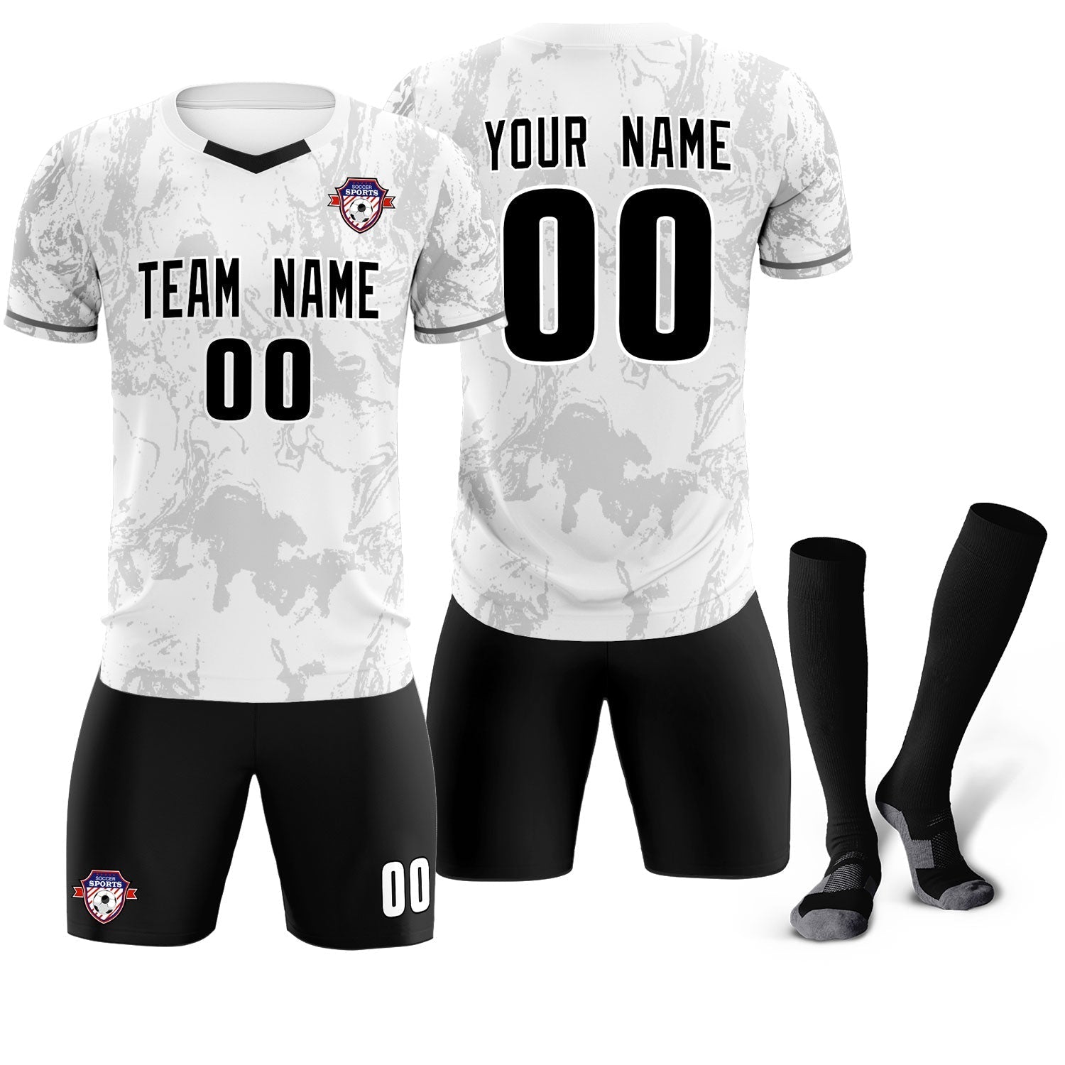 Custom White Classic Graffiti Pattern Sportswear Soccer Tops/Sets Jersey