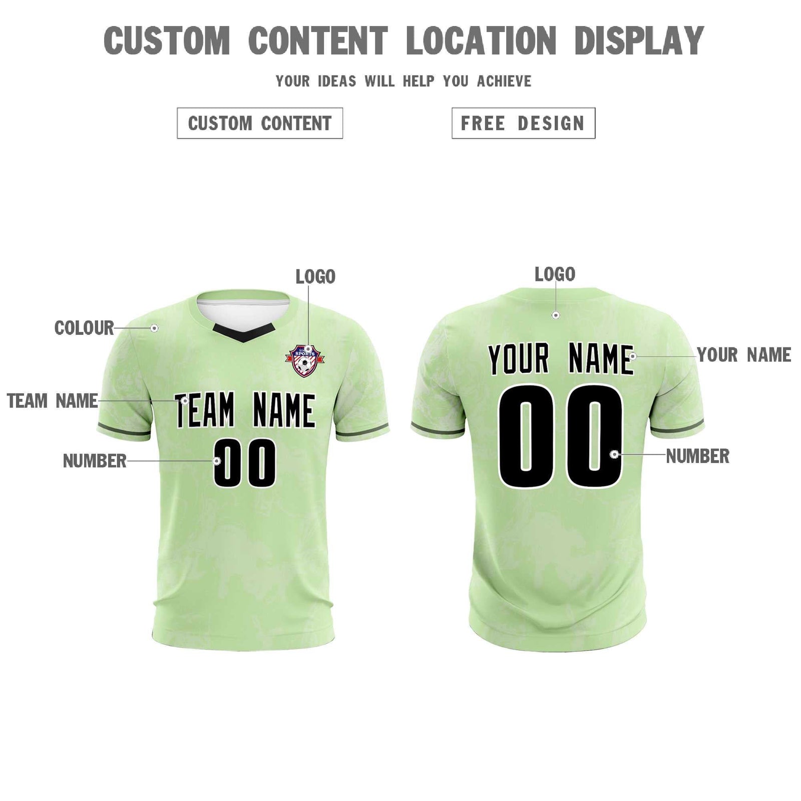 Custom Green Classic Graffiti Pattern Sportswear Soccer Tops/Sets Jersey
