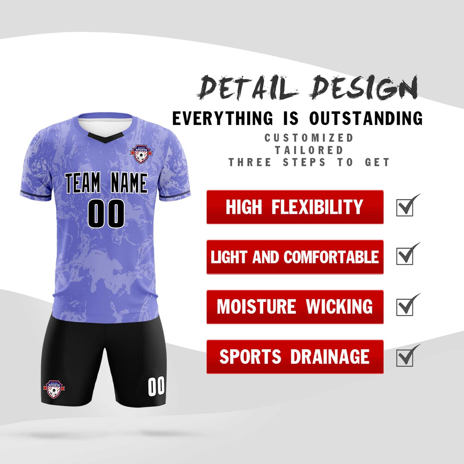 Custom Purple Classic Graffiti Pattern Sportswear Soccer Tops/Sets Jersey