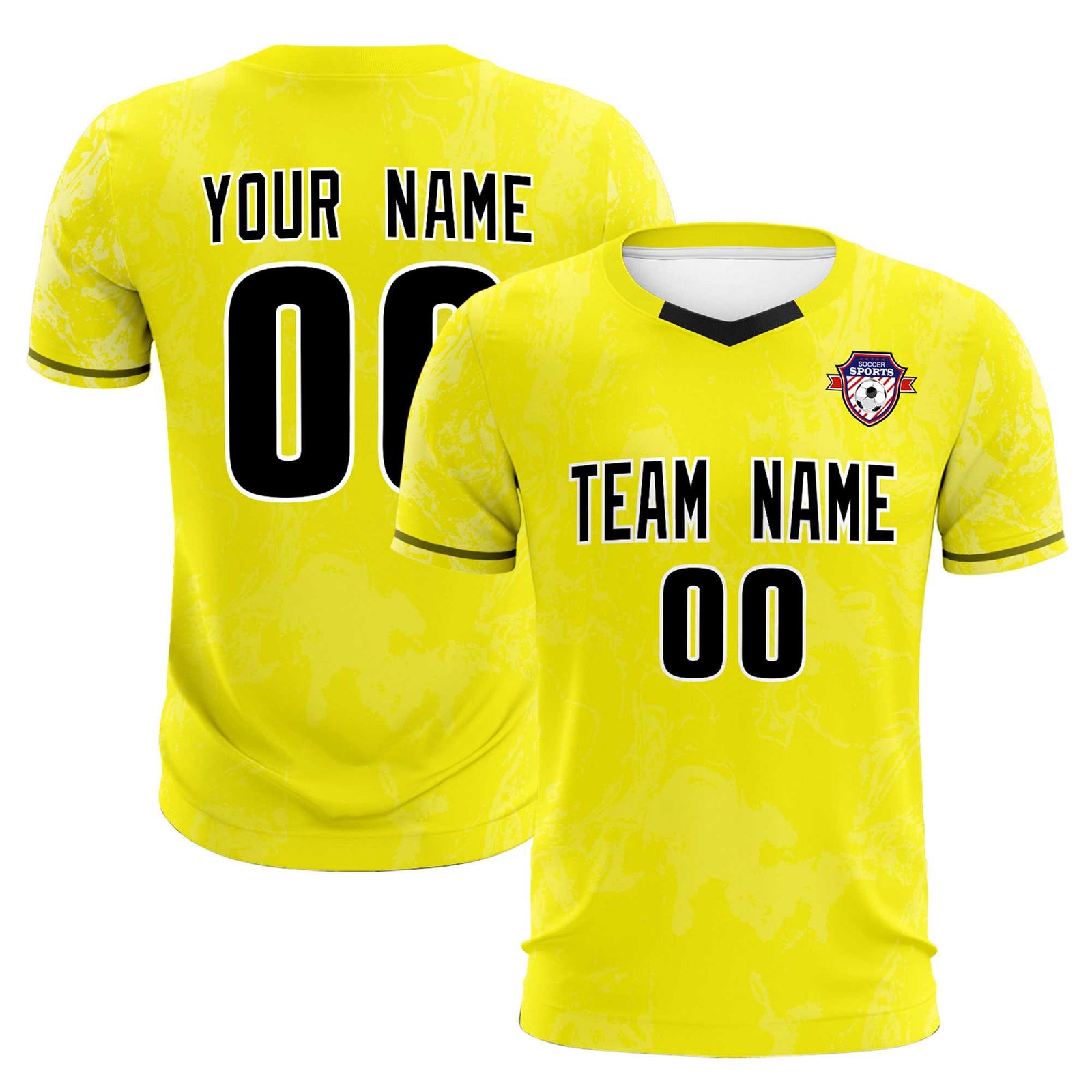 Custom Yellow Classic Graffiti Pattern Sportswear Soccer Tops/Sets Jersey