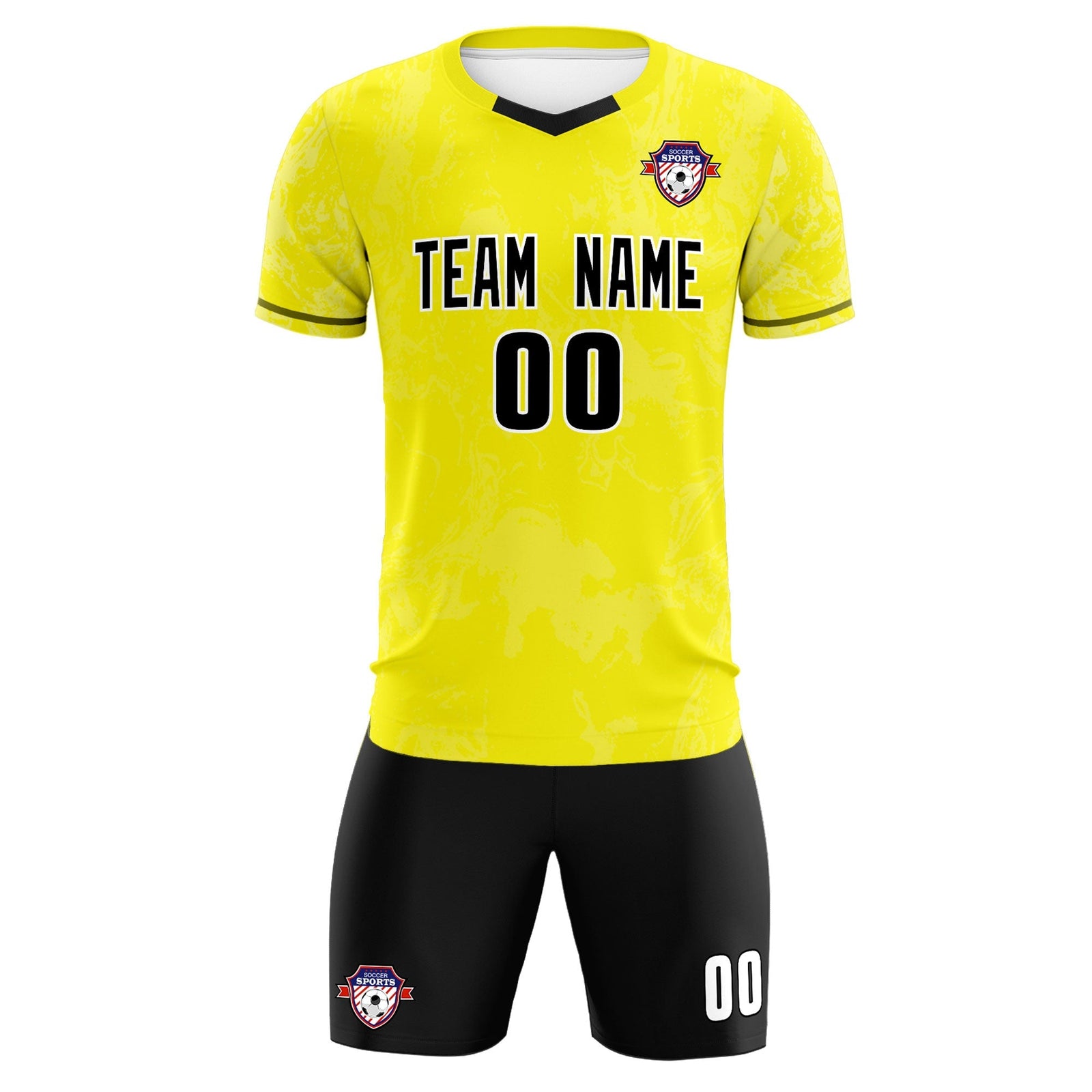 Custom Yellow Classic Graffiti Pattern Sportswear Soccer Tops/Sets Jersey
