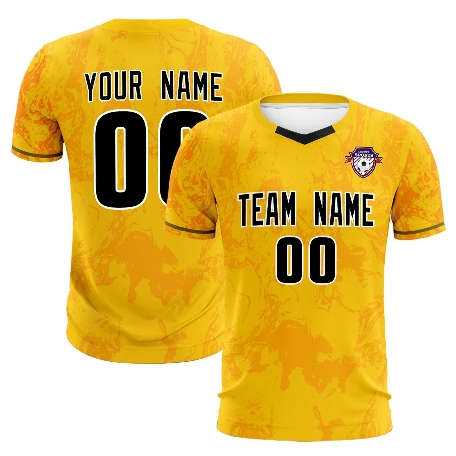 Custom Gold Classic Graffiti Pattern Sportswear Soccer Tops/Sets Jersey
