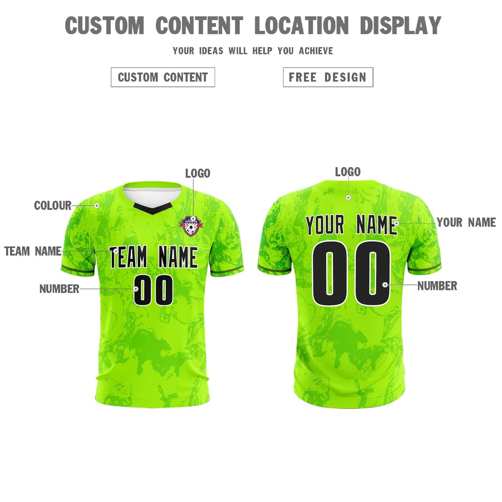 Custom Kelly Green Classic Graffiti Pattern Sportswear Soccer Tops/Sets Jersey