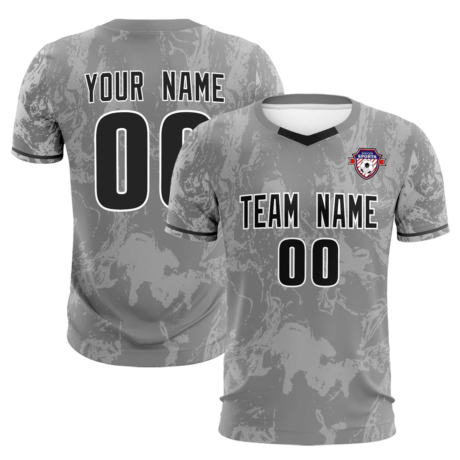 Custom Gray Classic Graffiti Pattern Sportswear Soccer Tops/Sets Jersey