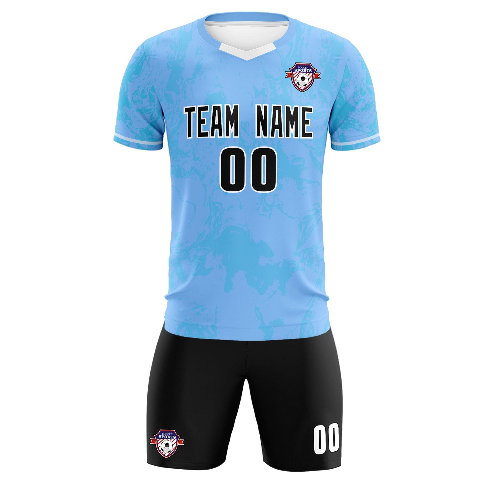 Custom Light Blue Classic Graffiti Pattern Sportswear Soccer Tops/Sets Jersey
