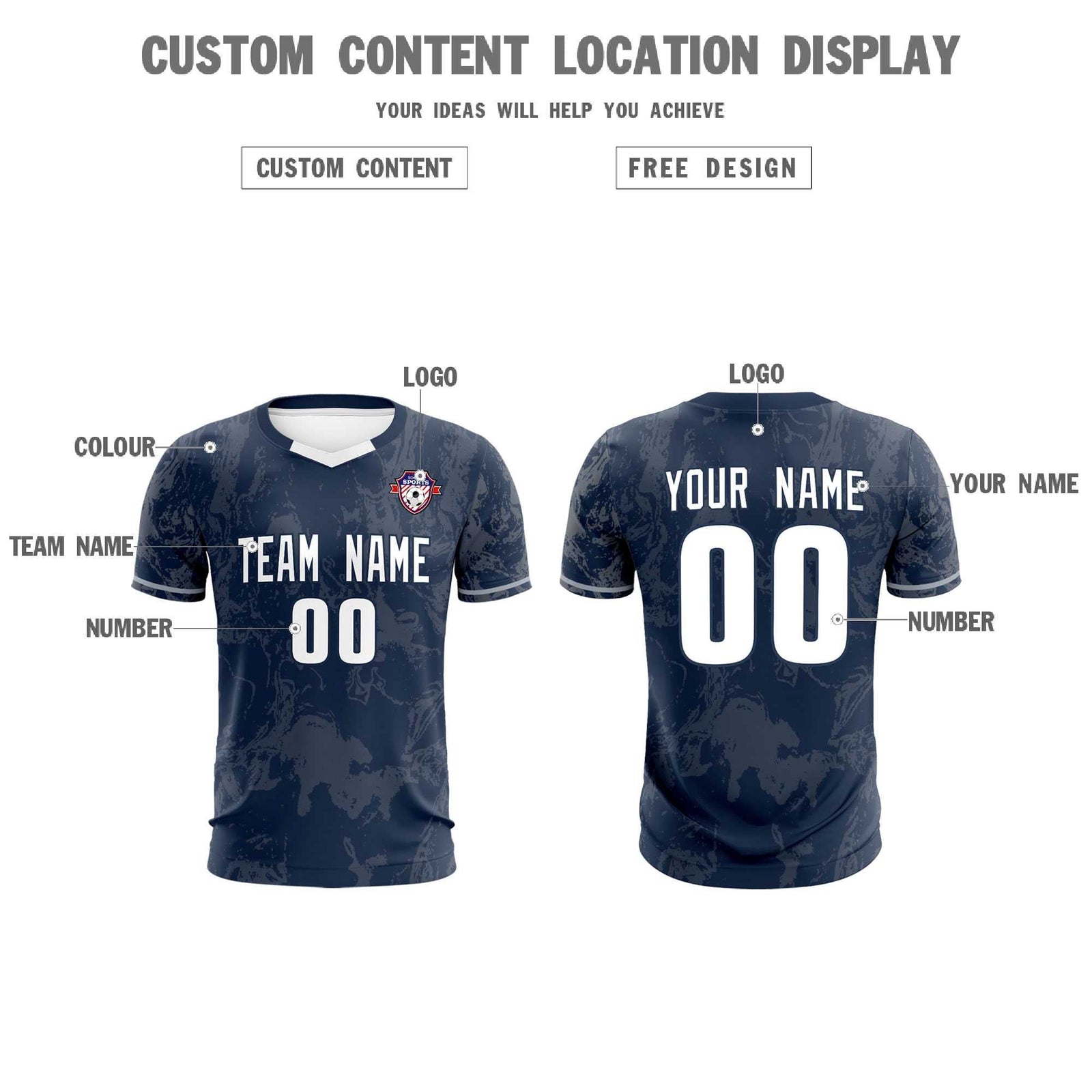 Custom Navy Classic Graffiti Pattern Sportswear Soccer Tops/Sets Jersey