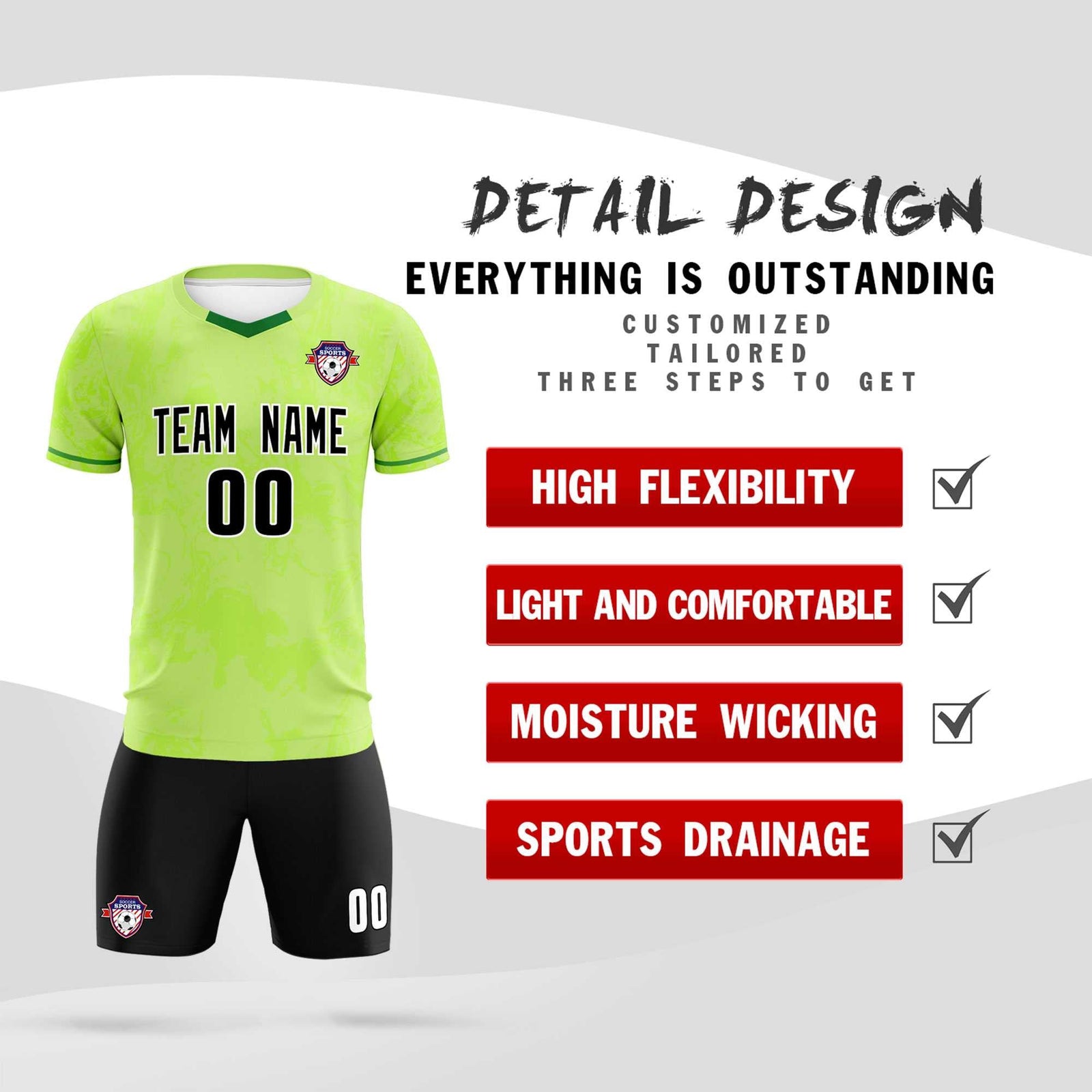 Custom Green Classic Graffiti Pattern Sportswear Soccer Tops/Sets Jersey