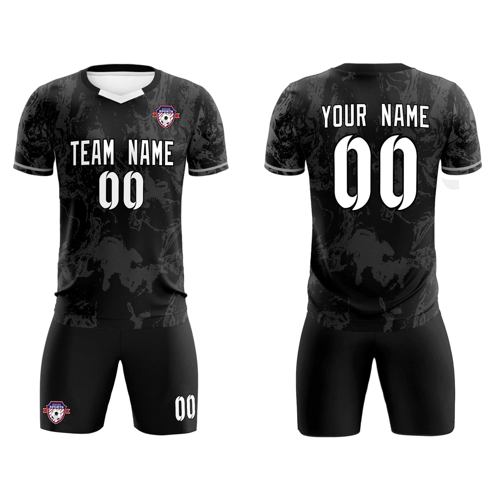 Custom Black Classic Graffiti Pattern Sportswear Soccer Tops/Sets Jersey