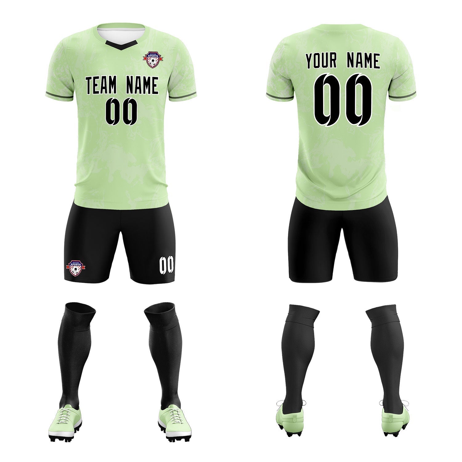 Custom Green Classic Graffiti Pattern Sportswear Soccer Tops/Sets Jersey