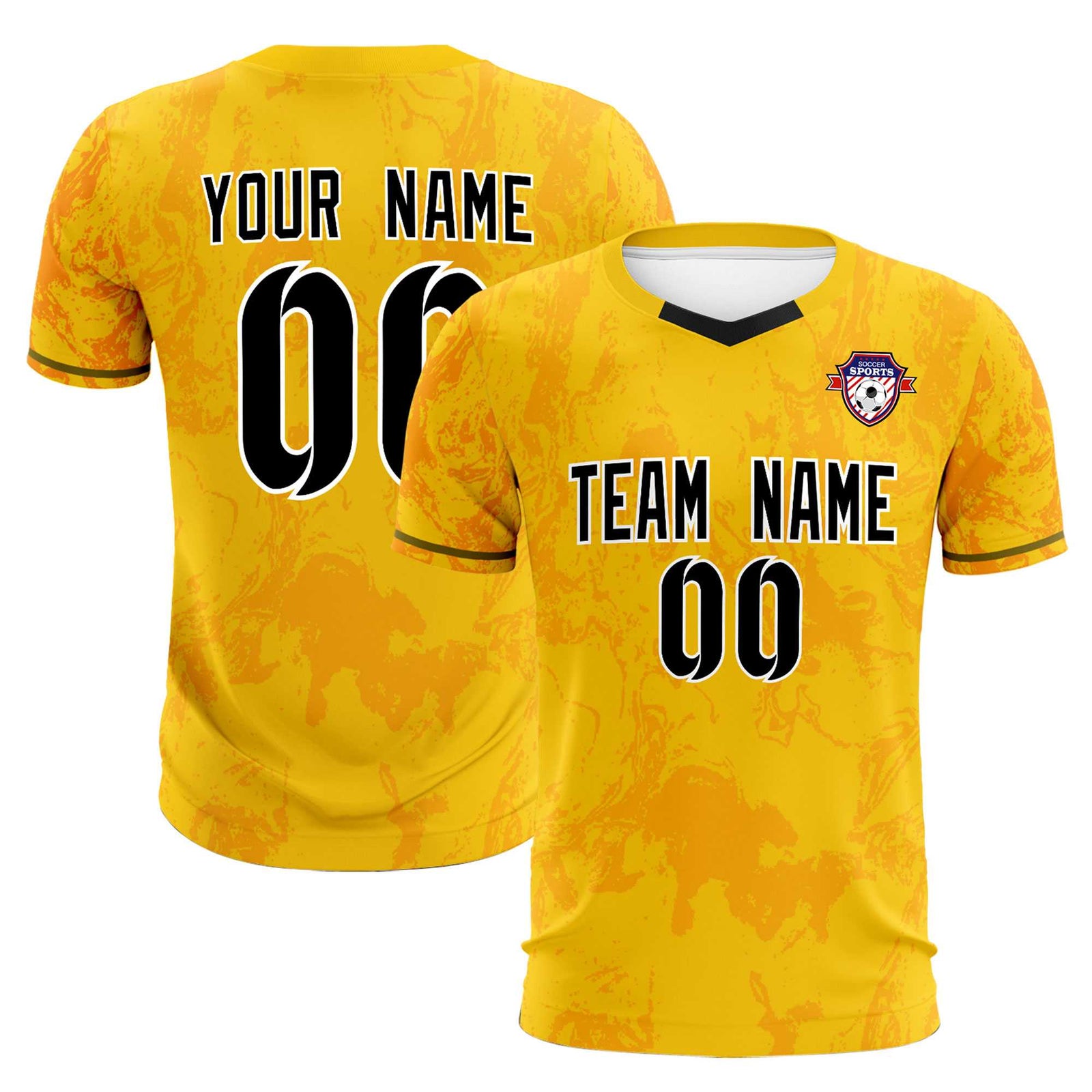 Custom Gold Classic Graffiti Pattern Sportswear Soccer Tops/Sets Jersey