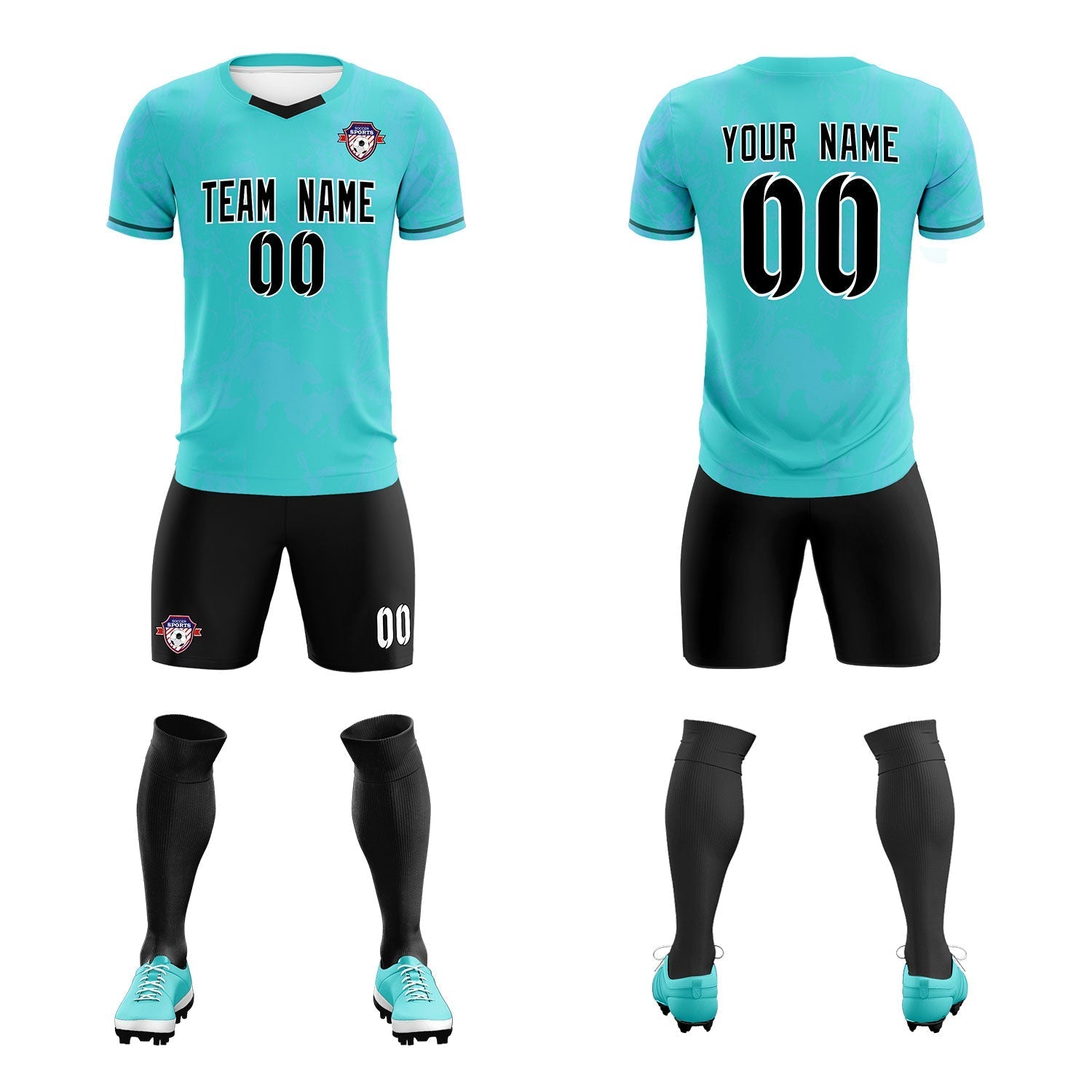 Custom Sky Blue Classic Graffiti Pattern Sportswear Soccer Tops/Sets Jersey