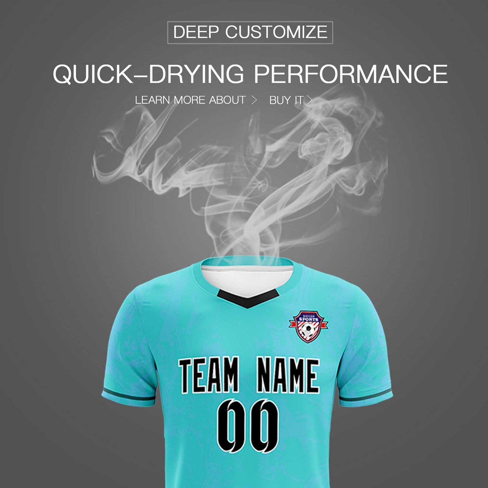 Custom Sky Blue Classic Graffiti Pattern Sportswear Soccer Tops/Sets Jersey