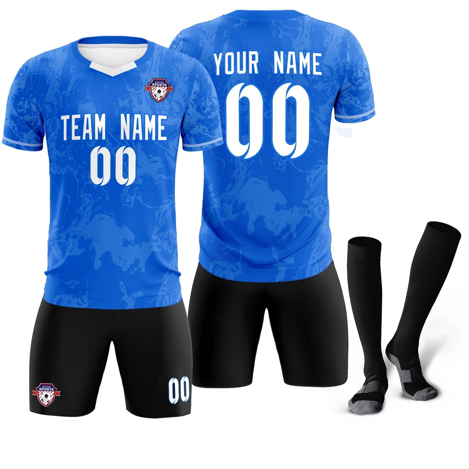 Custom Royal Classic Graffiti Pattern Sportswear Soccer Tops/Sets Jersey