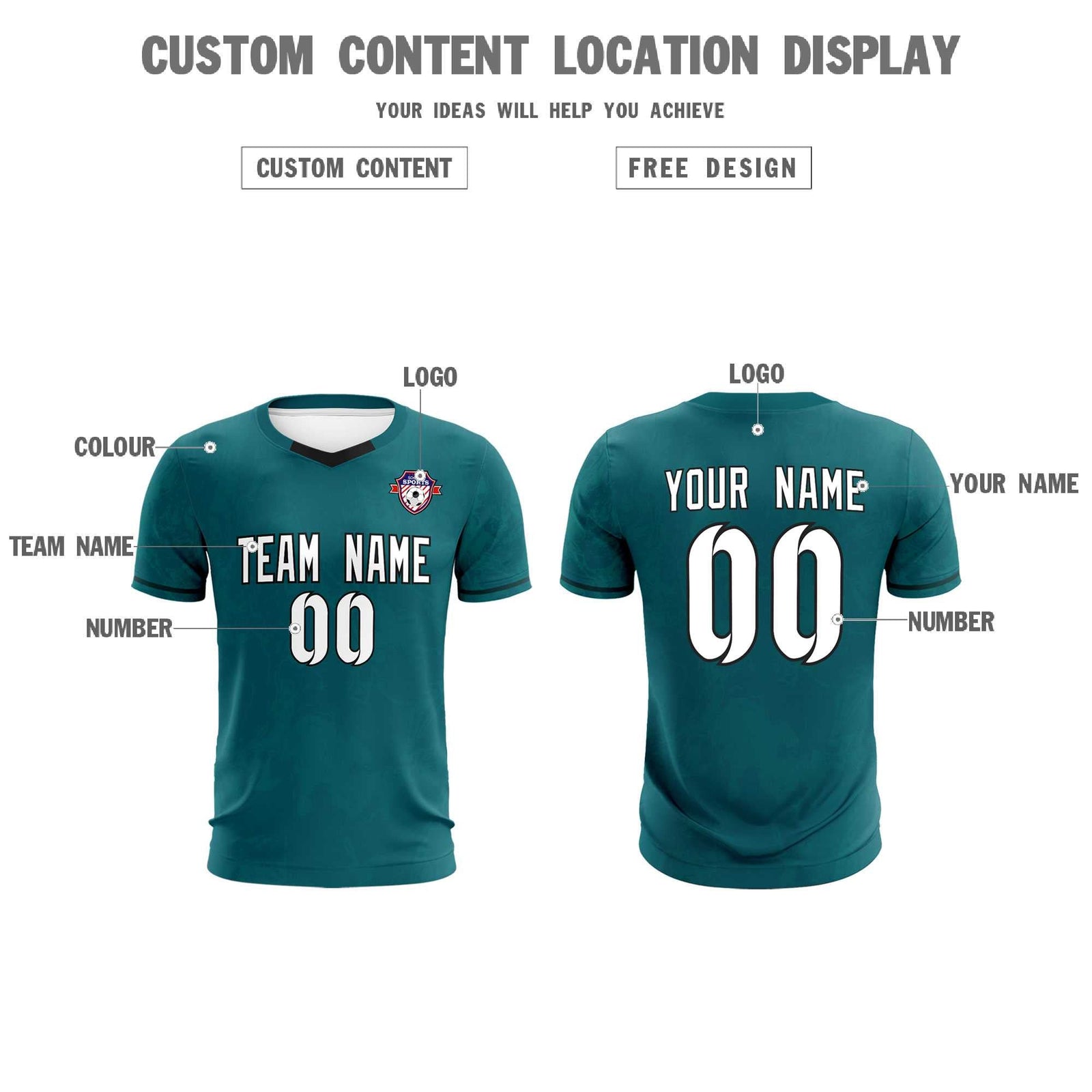 Custom Midnight Green Classic Graffiti Pattern Sportswear Soccer Tops/Sets Jersey