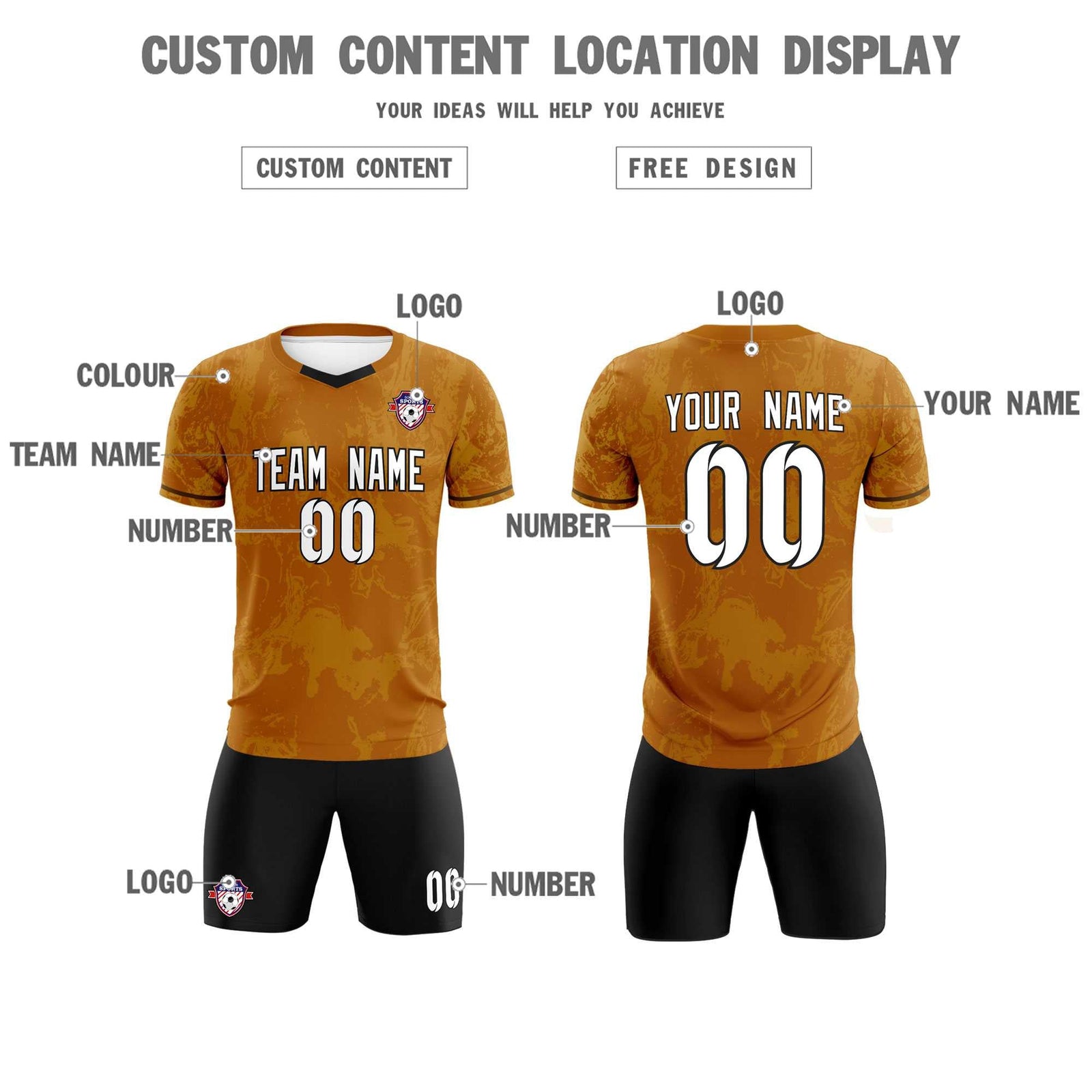 Custom Khaki Classic Graffiti Pattern Sportswear Soccer Tops/Sets Jersey