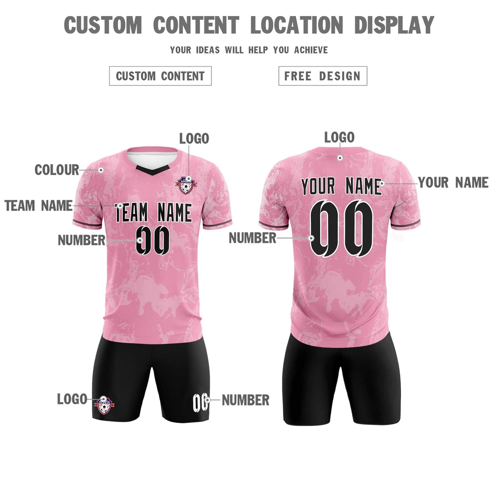 Custom Light Pink Classic Graffiti Pattern Sportswear Soccer Tops/Sets Jersey