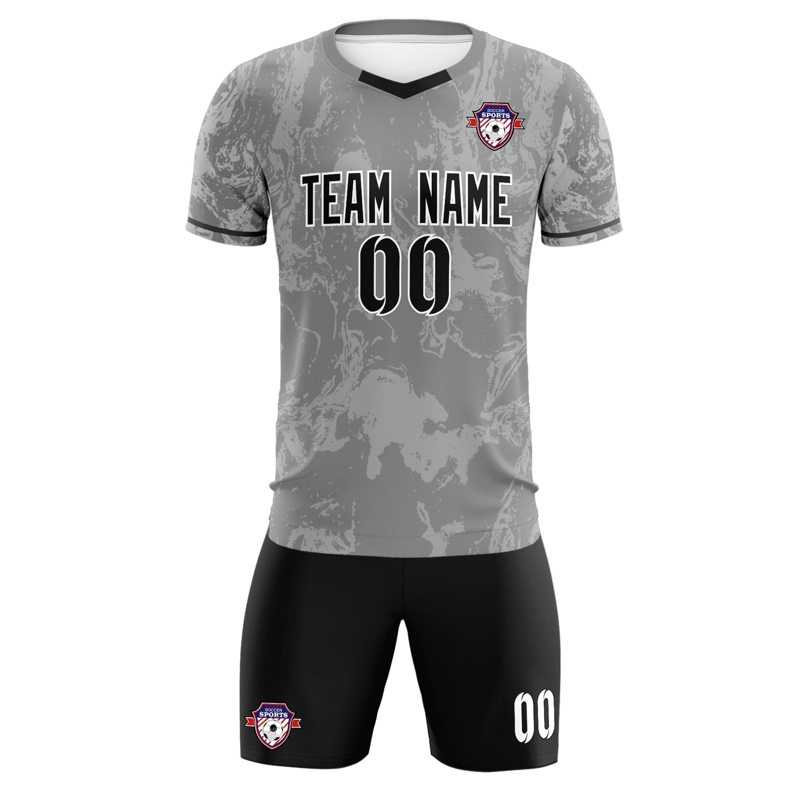 Custom Gray Classic Graffiti Pattern Sportswear Soccer Tops/Sets Jersey