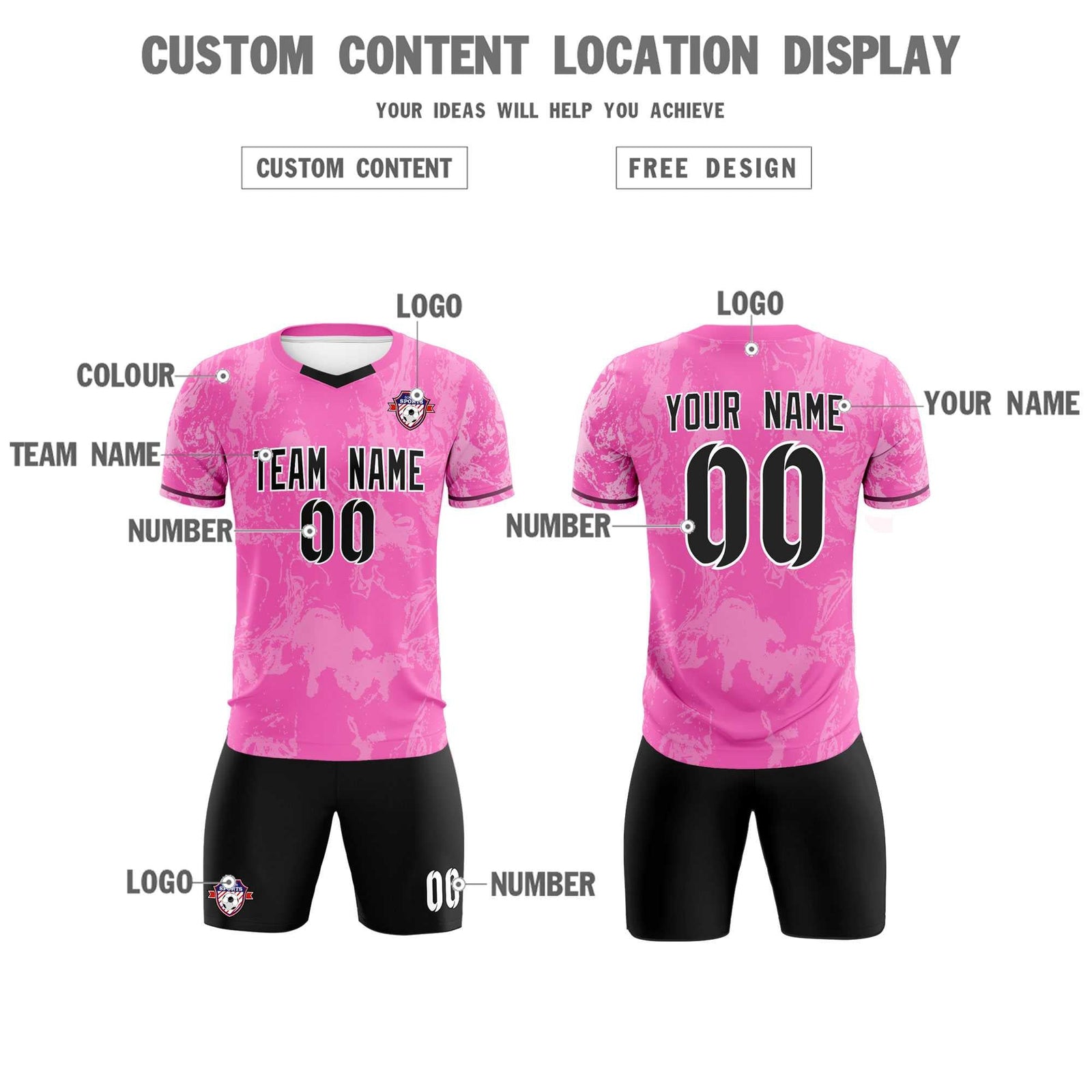 Custom Pink Classic Graffiti Pattern Sportswear Soccer Tops/Sets Jersey