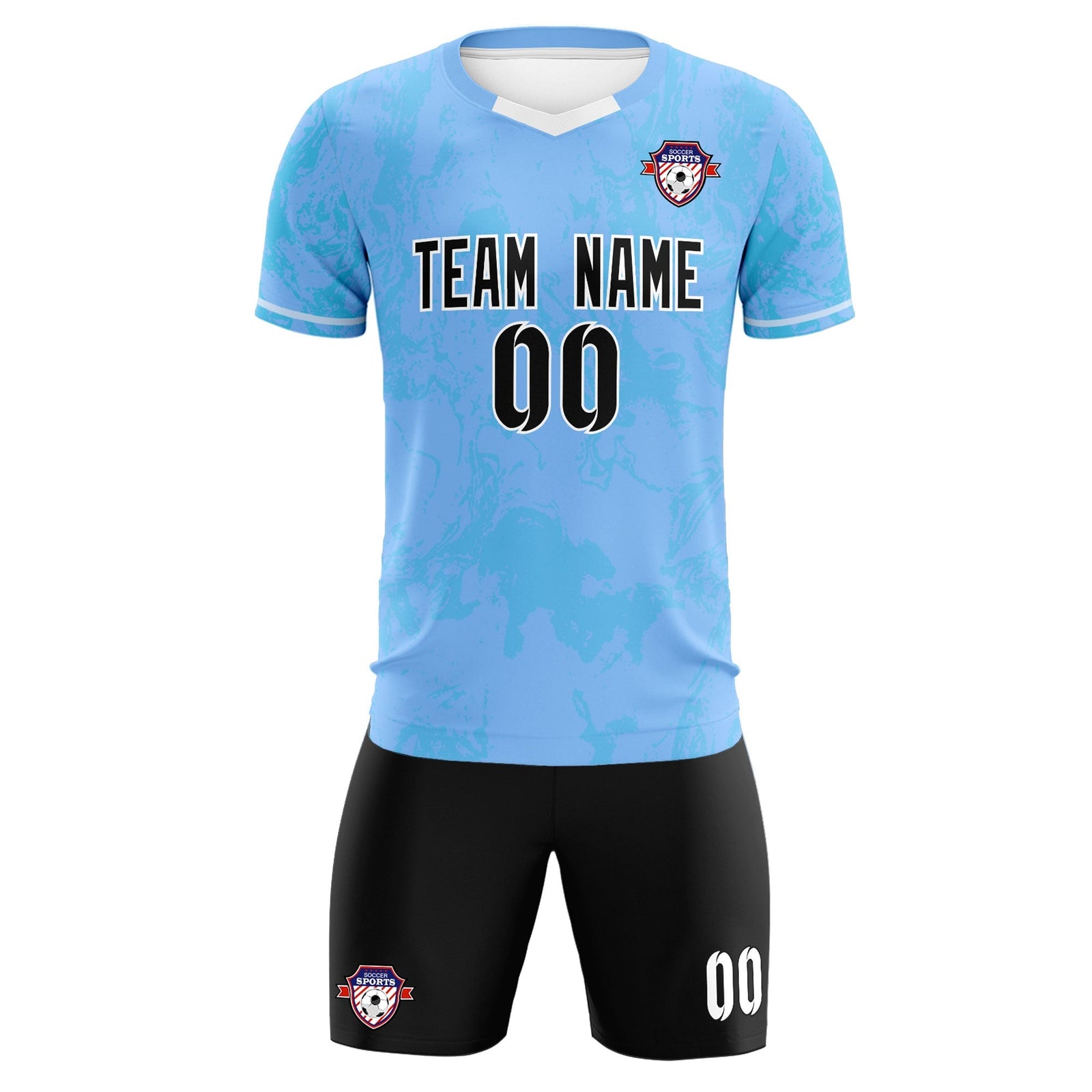 Custom Light Blue Classic Graffiti Pattern Sportswear Soccer Tops/Sets Jersey