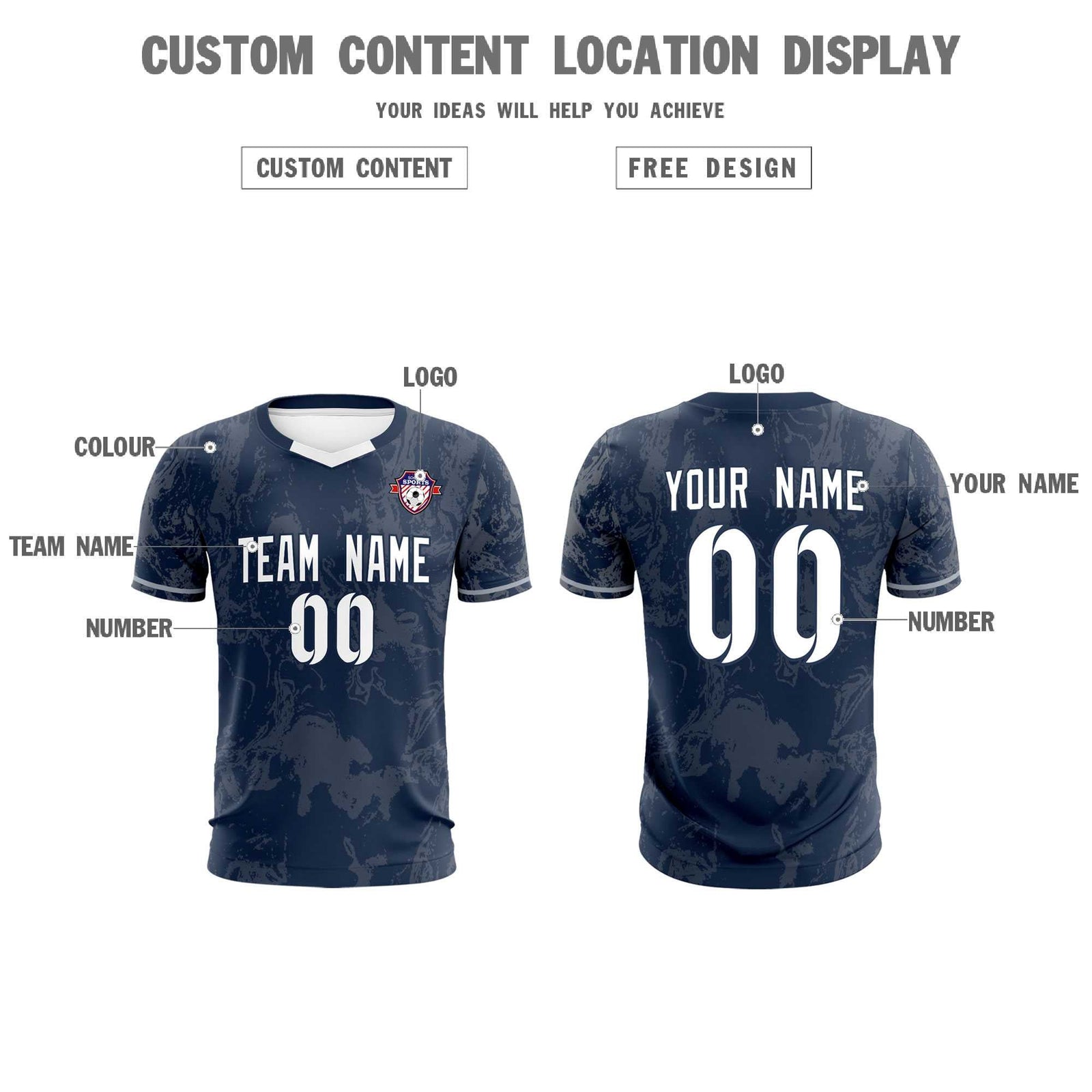 Custom Navy Classic Graffiti Pattern Sportswear Soccer Tops/Sets Jersey