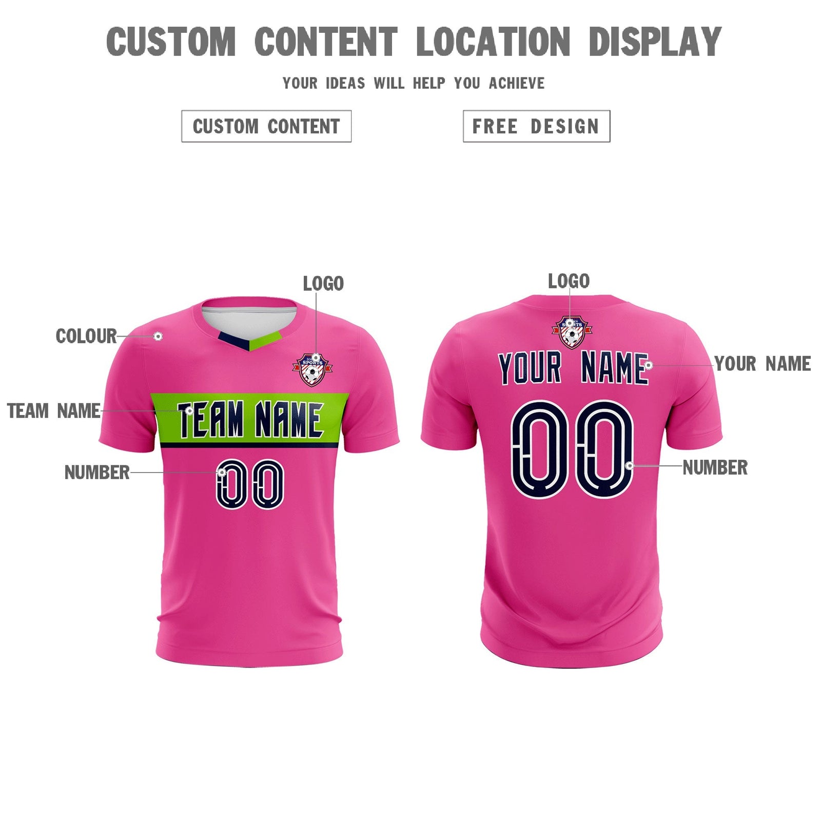 Custom Pink Classic Sports Sets Soccer Shirt Jersey
