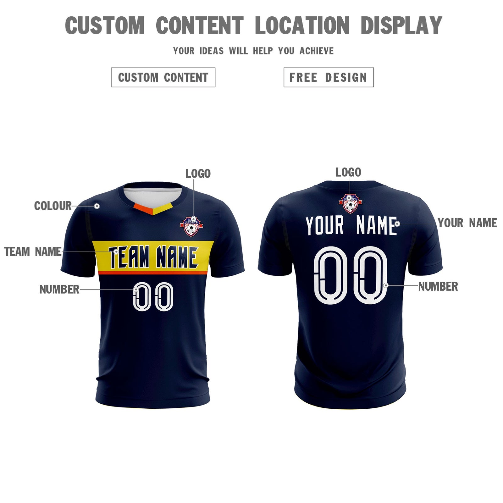 Custom Navy Classic Sports Sets Soccer Shirt Jersey