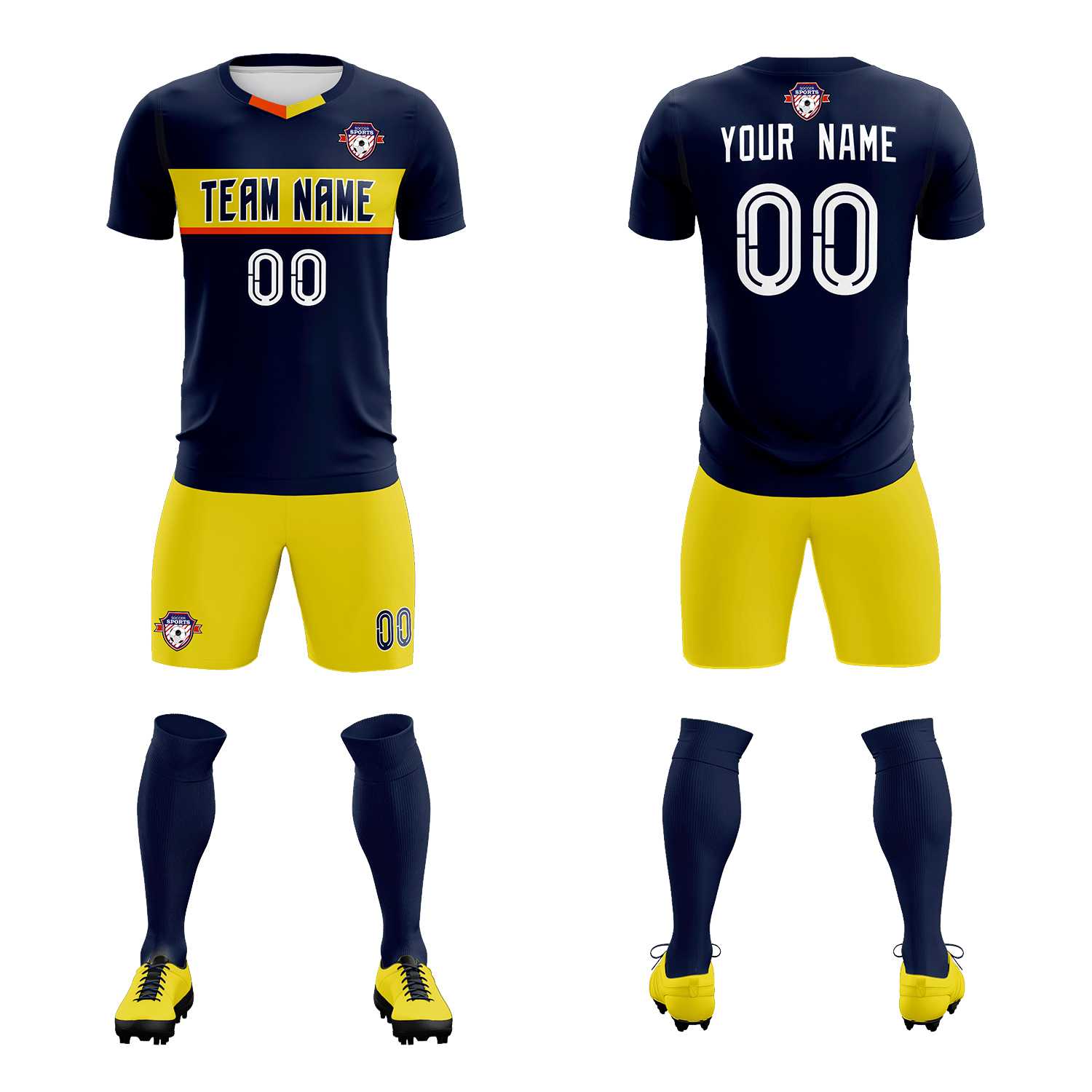 Custom Navy Classic Sports Sets Soccer Shirt Jersey