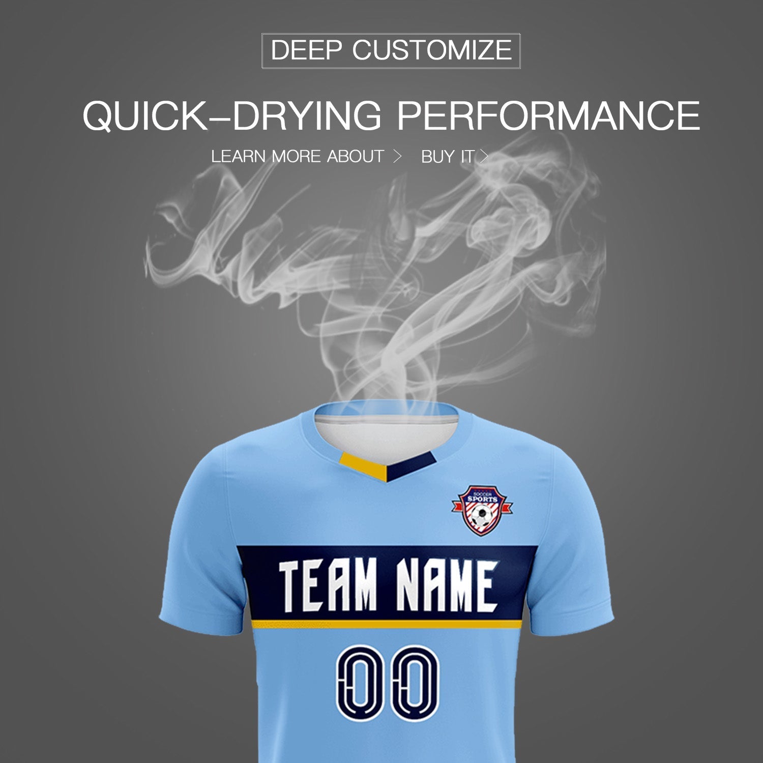 Custom Light Blue Classic Sports Sets Soccer Shirt Jersey