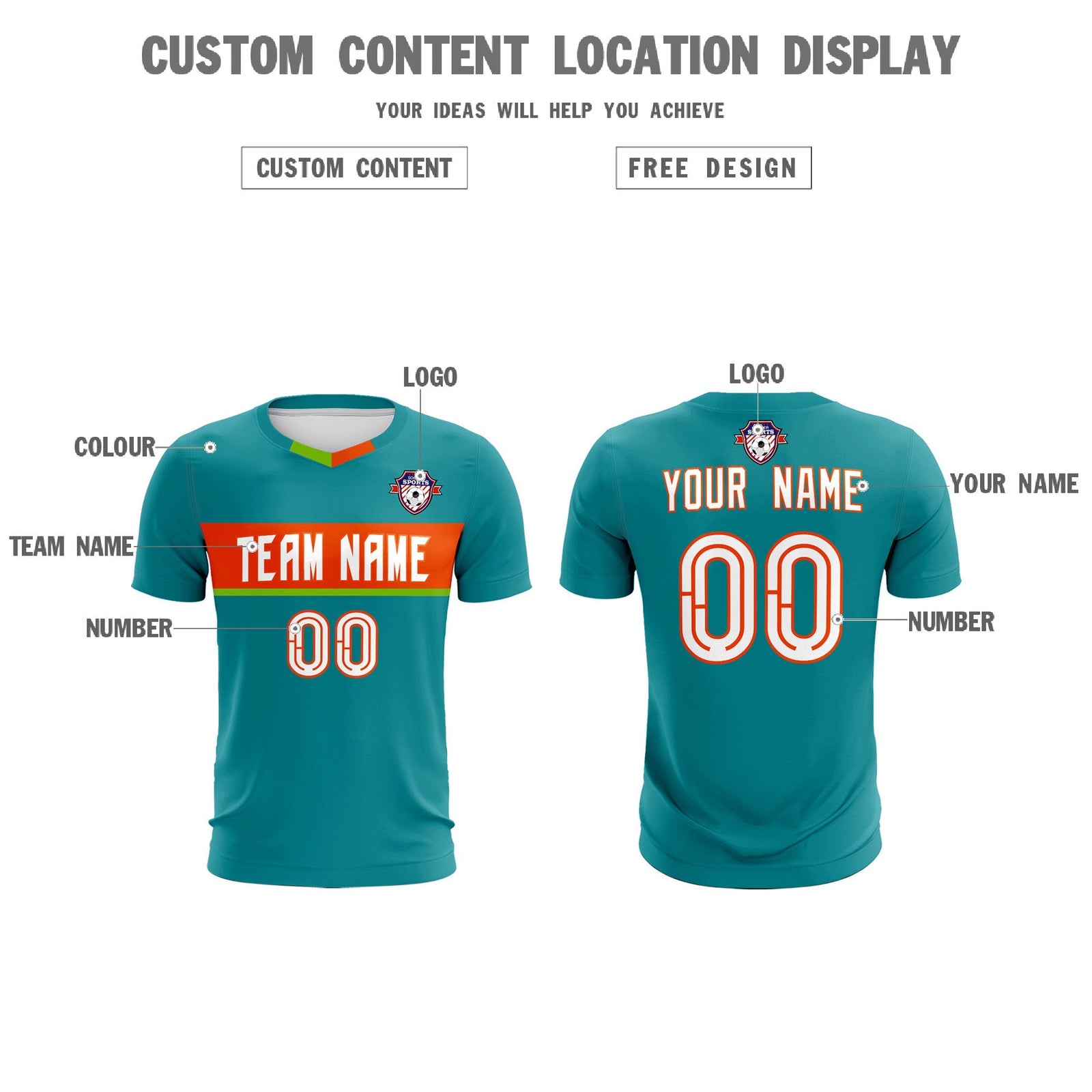 Custom Aqua Classic Sports Sets Soccer Shirt Jersey