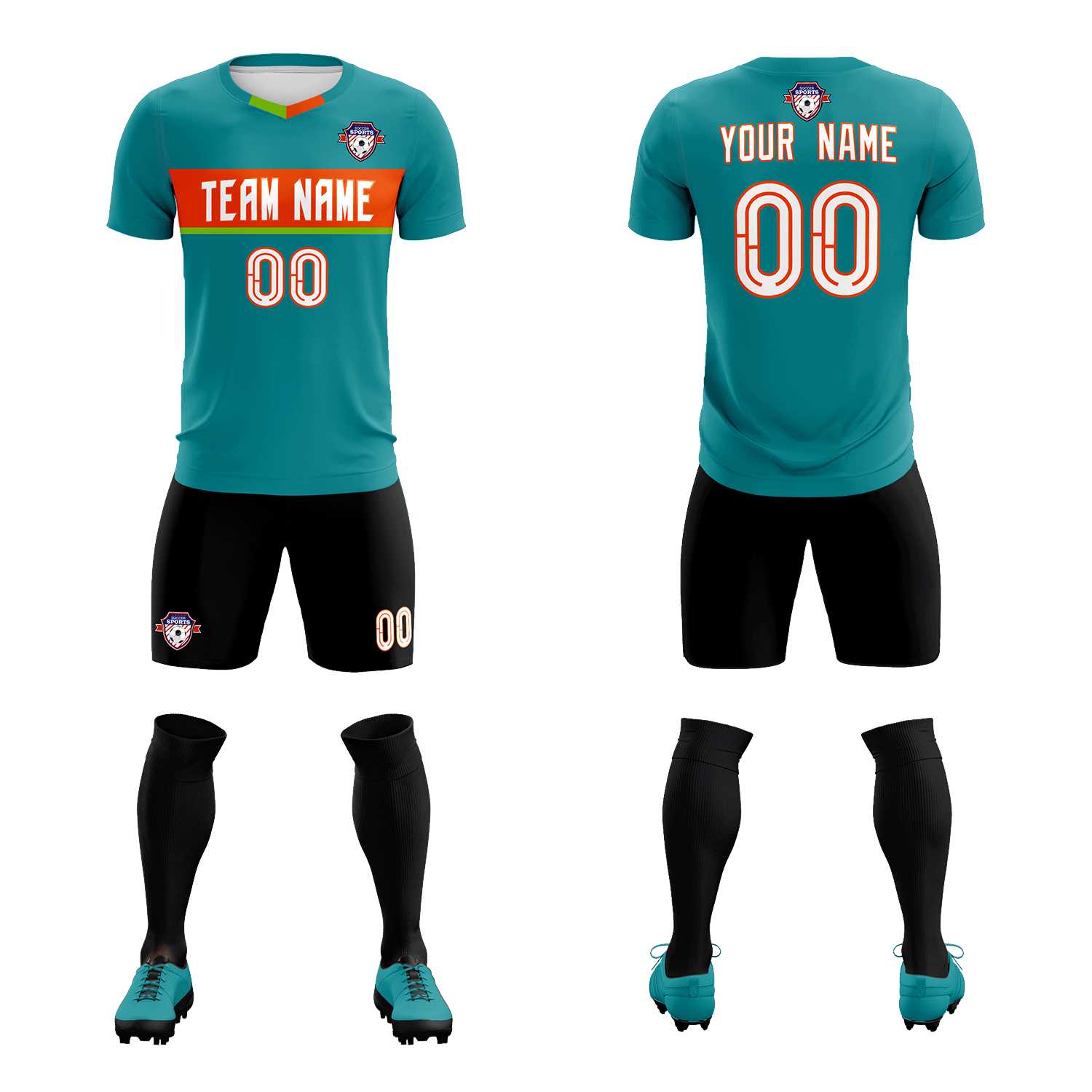 Custom Aqua Classic Sports Sets Soccer Shirt Jersey