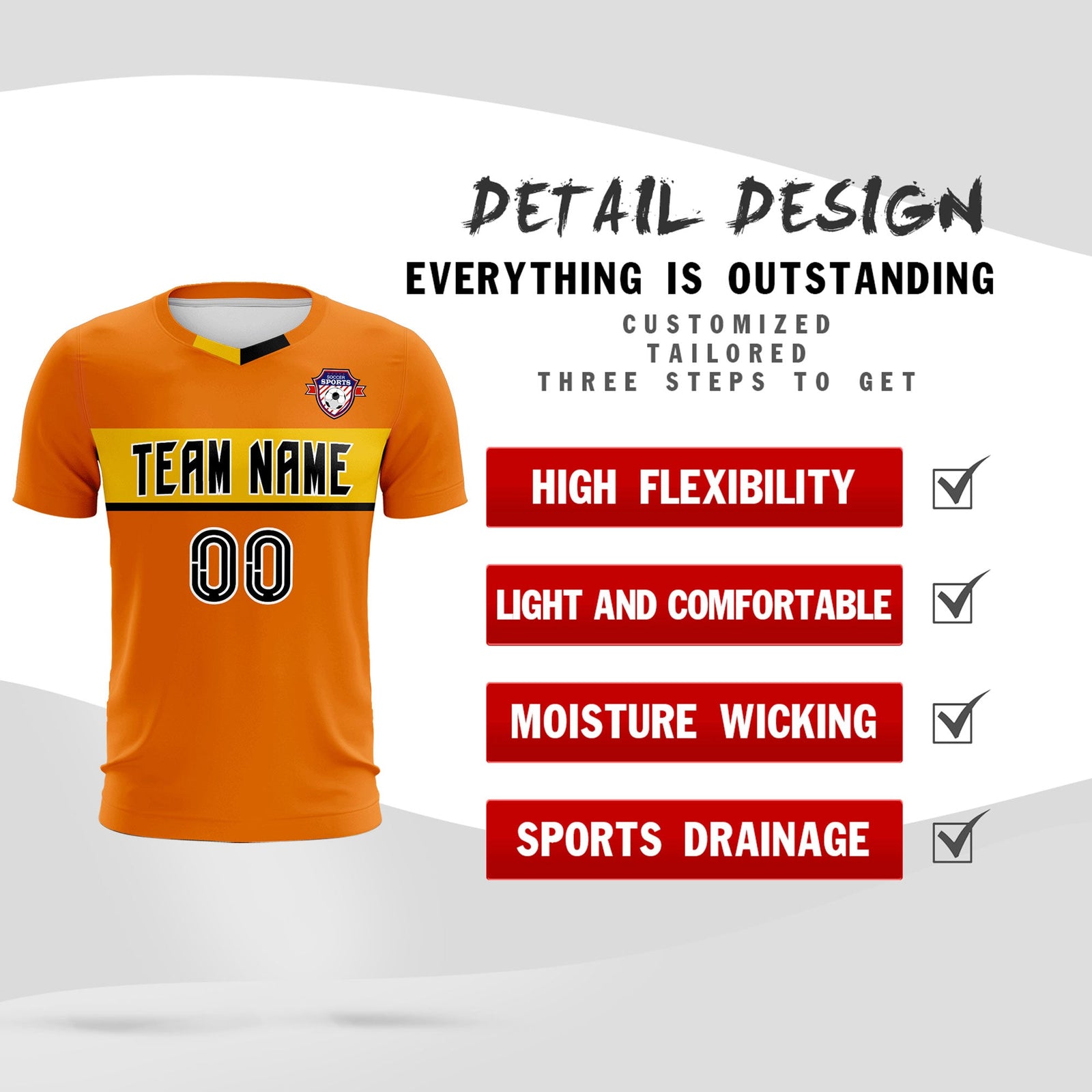 Custom Orange Classic Sports Sets Soccer Shirt Jersey