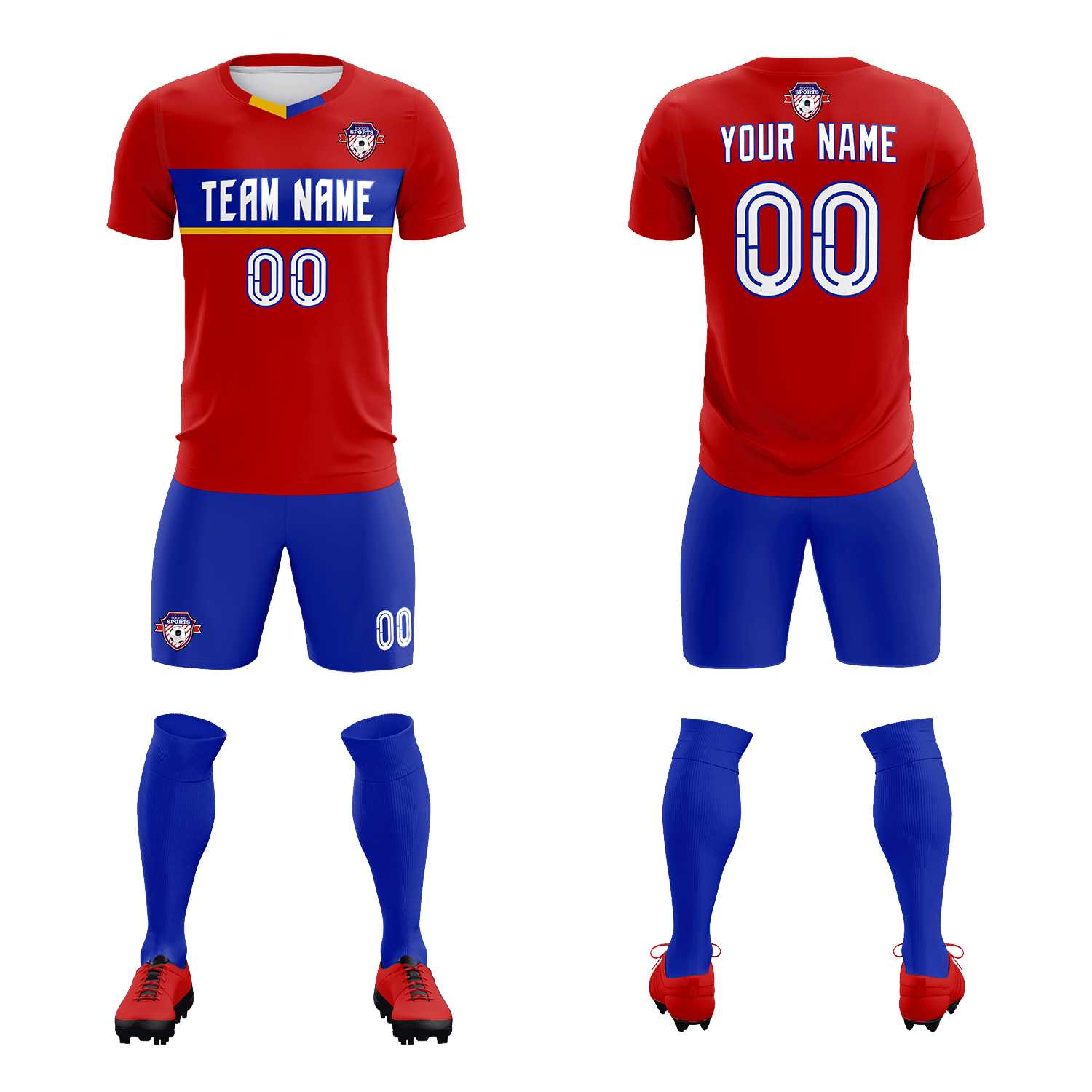 Custom Red Classic Sports Sets Soccer Shirt Jersey