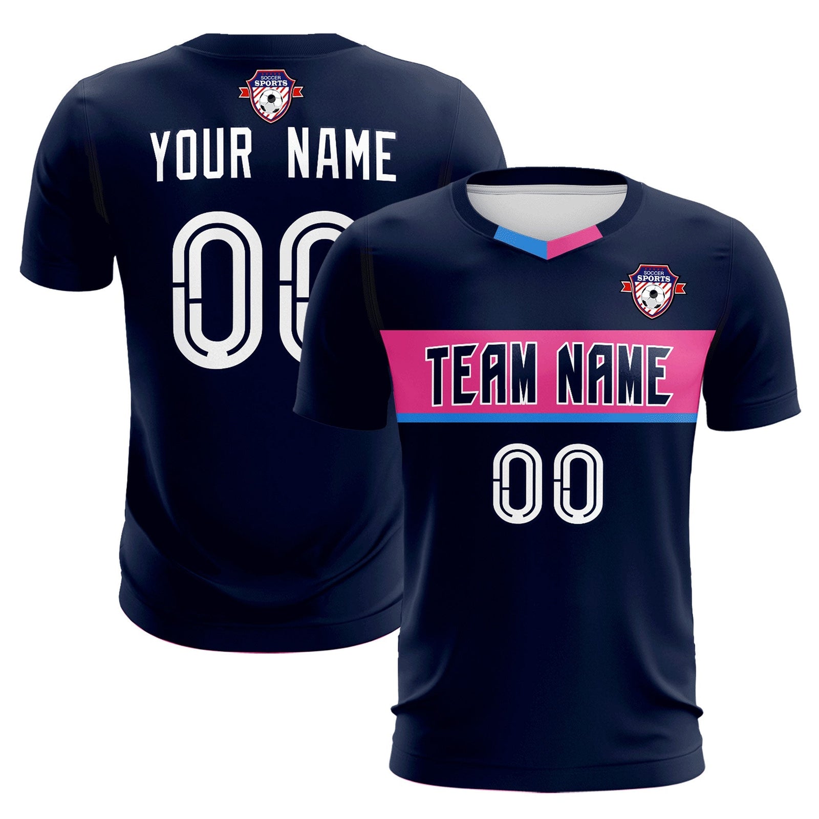 Custom Navy Classic Sports Sets Soccer Shirt Jersey