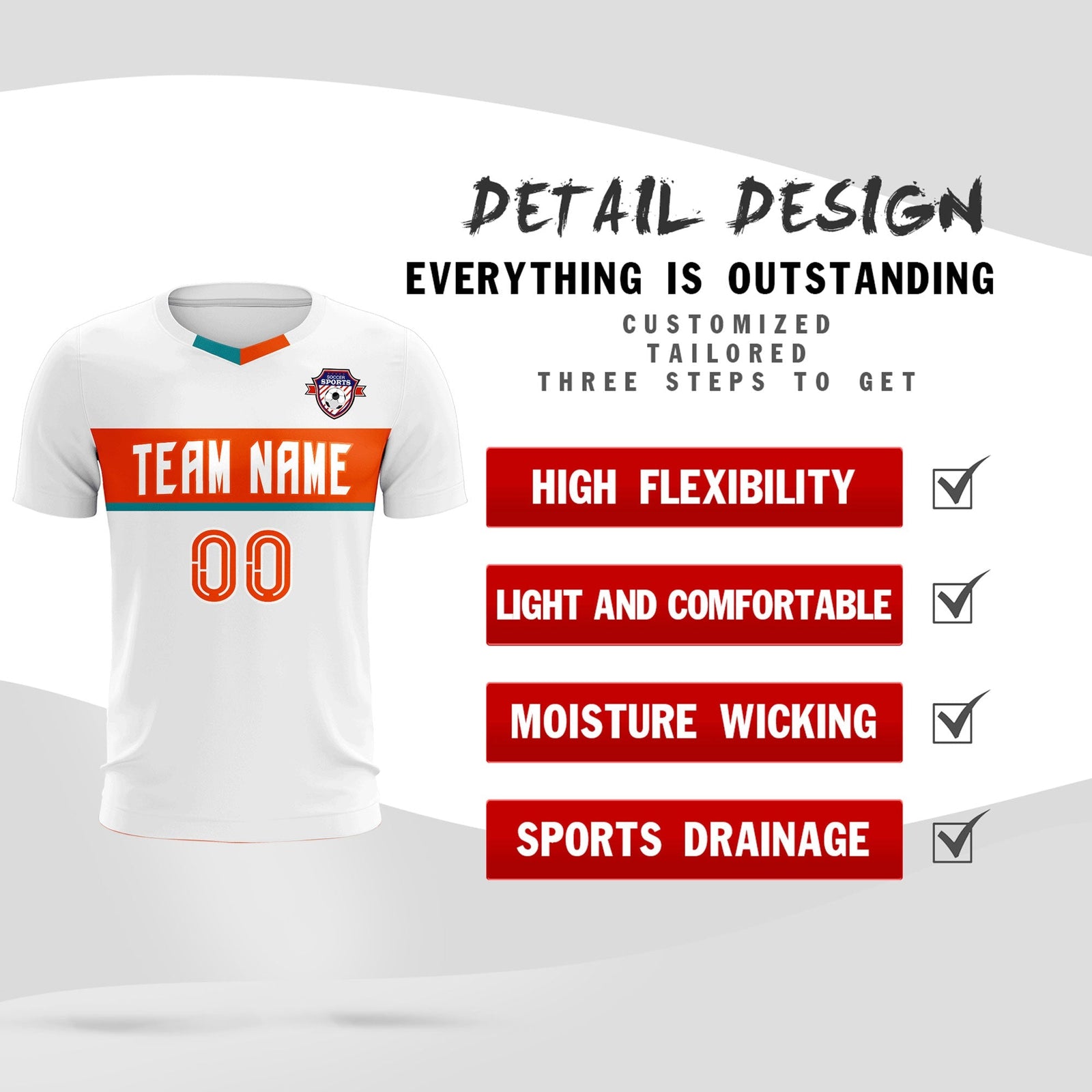 Custom White Classic Sports Sets Soccer Shirt Jersey