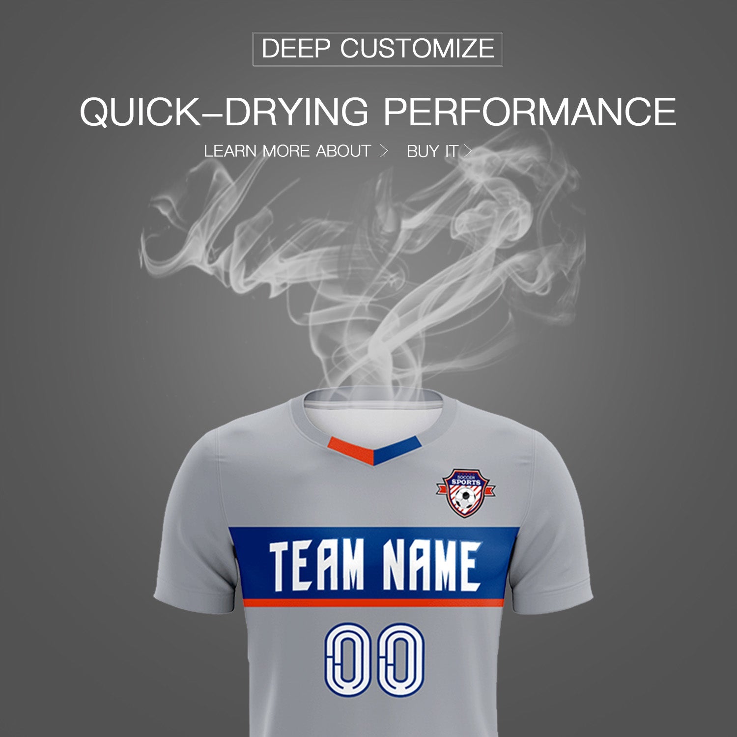 Custom Gray Classic Sports Sets Soccer Shirt Jersey