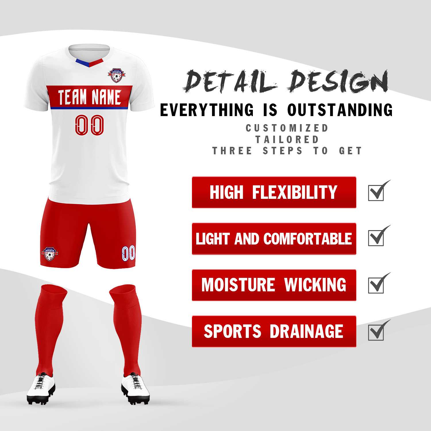 Custom White Classic Sports Sets Soccer Shirt Jersey