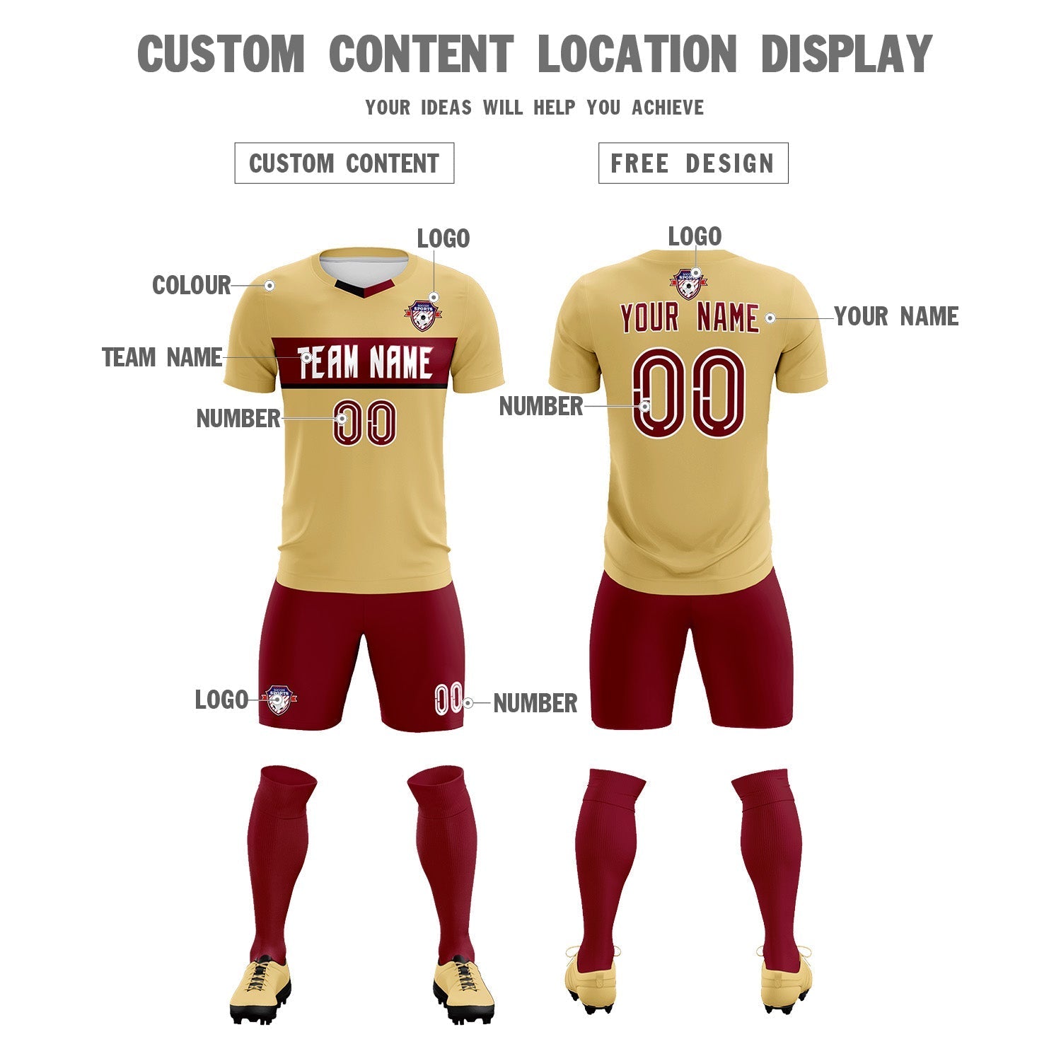 Custom Khaki Classic Sports Sets Soccer Shirt Jersey