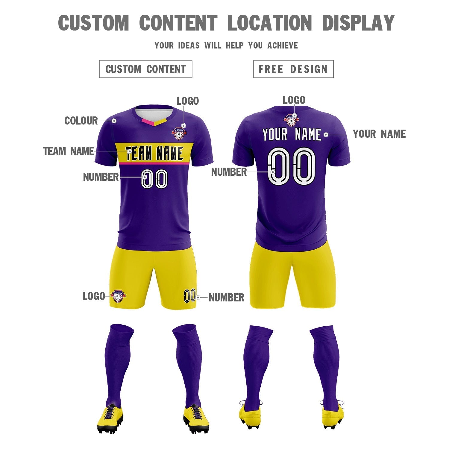Custom Purple Classic Sports Sets Soccer Shirt Jersey