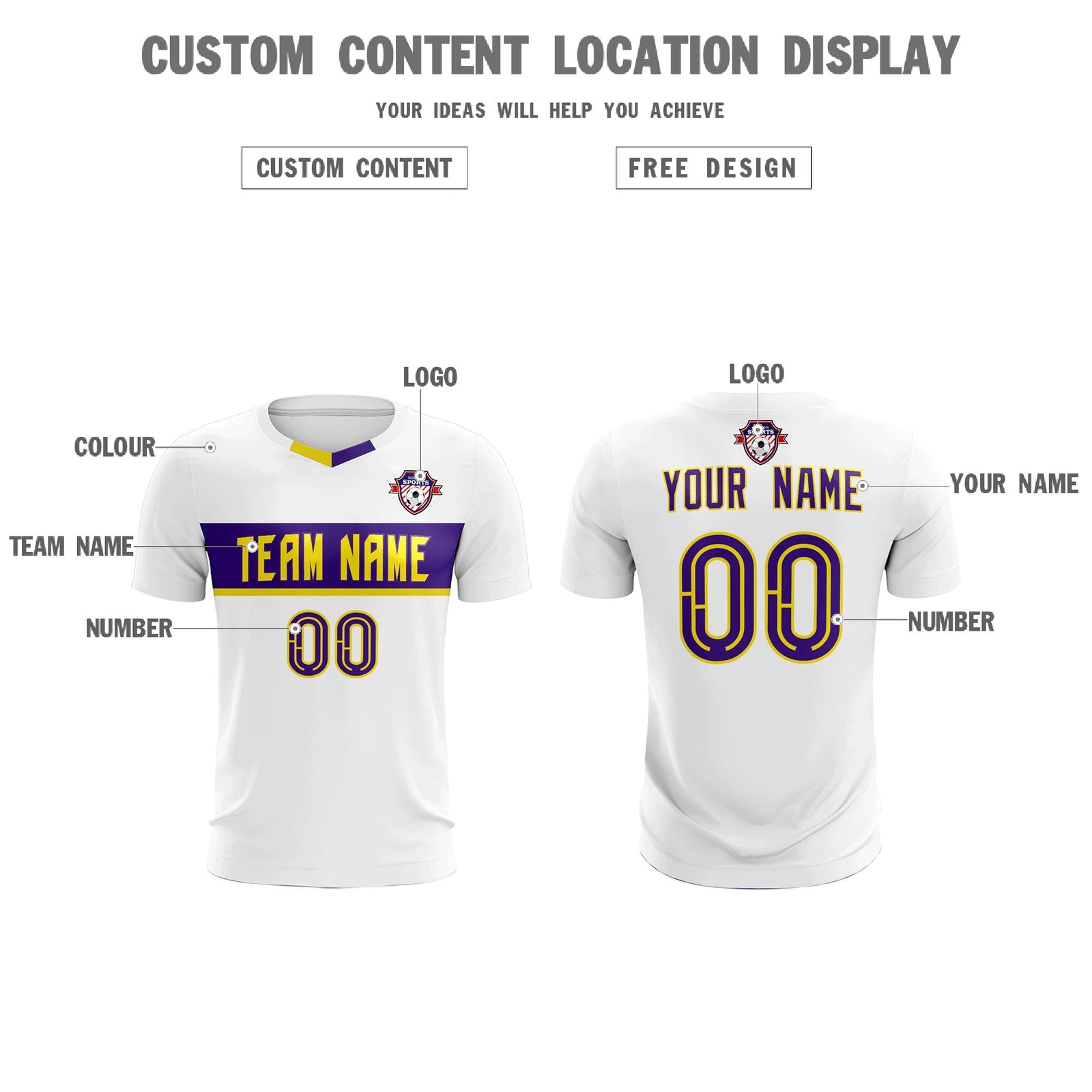 Custom White Classic Sports Sets Soccer Shirt Jersey
