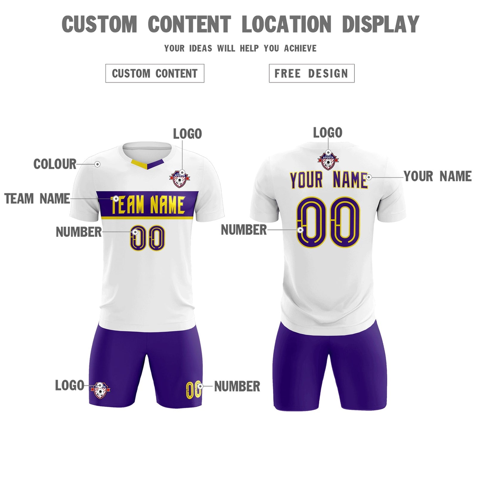 Custom White Classic Sports Sets Soccer Shirt Jersey